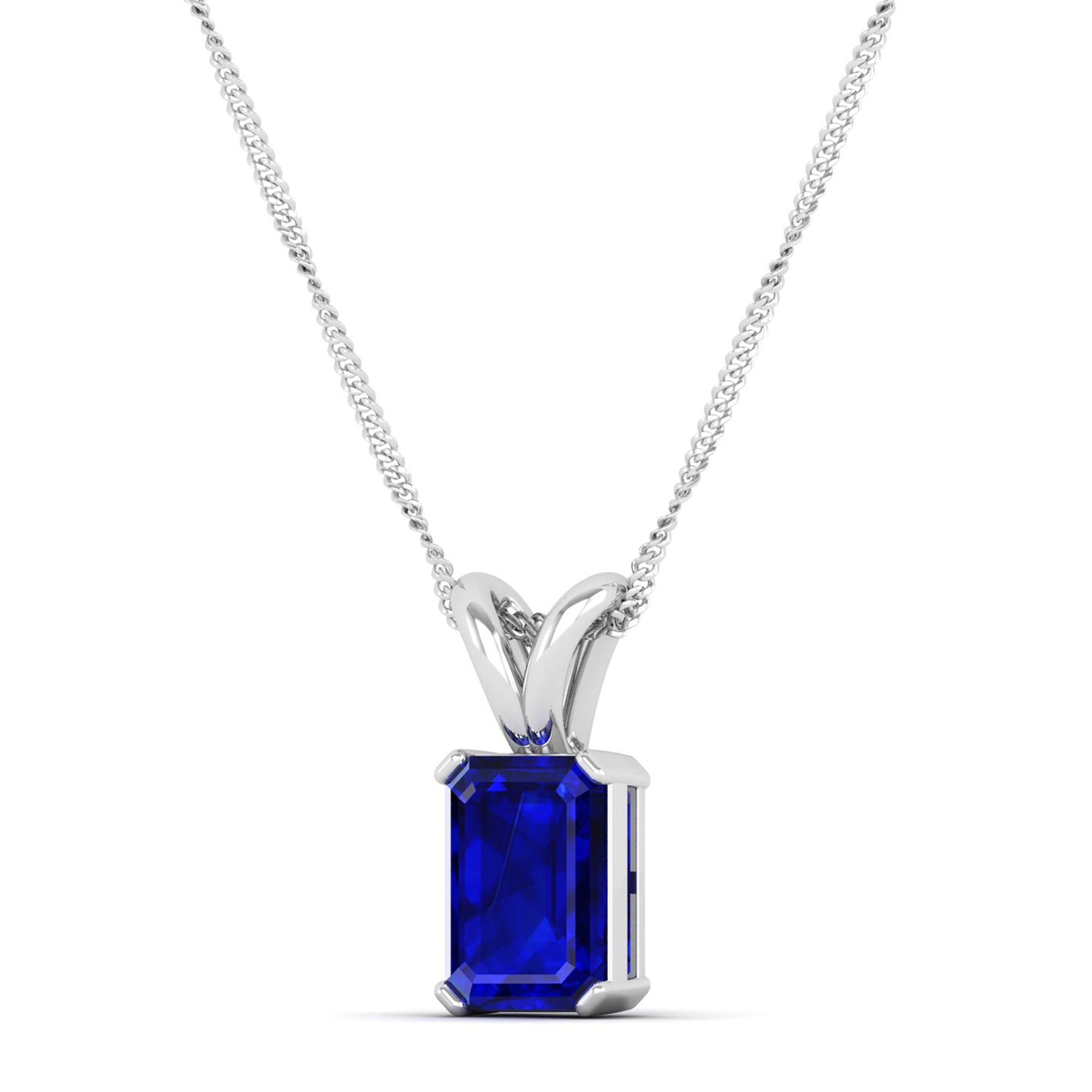 Emerald Cut Sapphire Gemstone Pendant  1.50 Carat