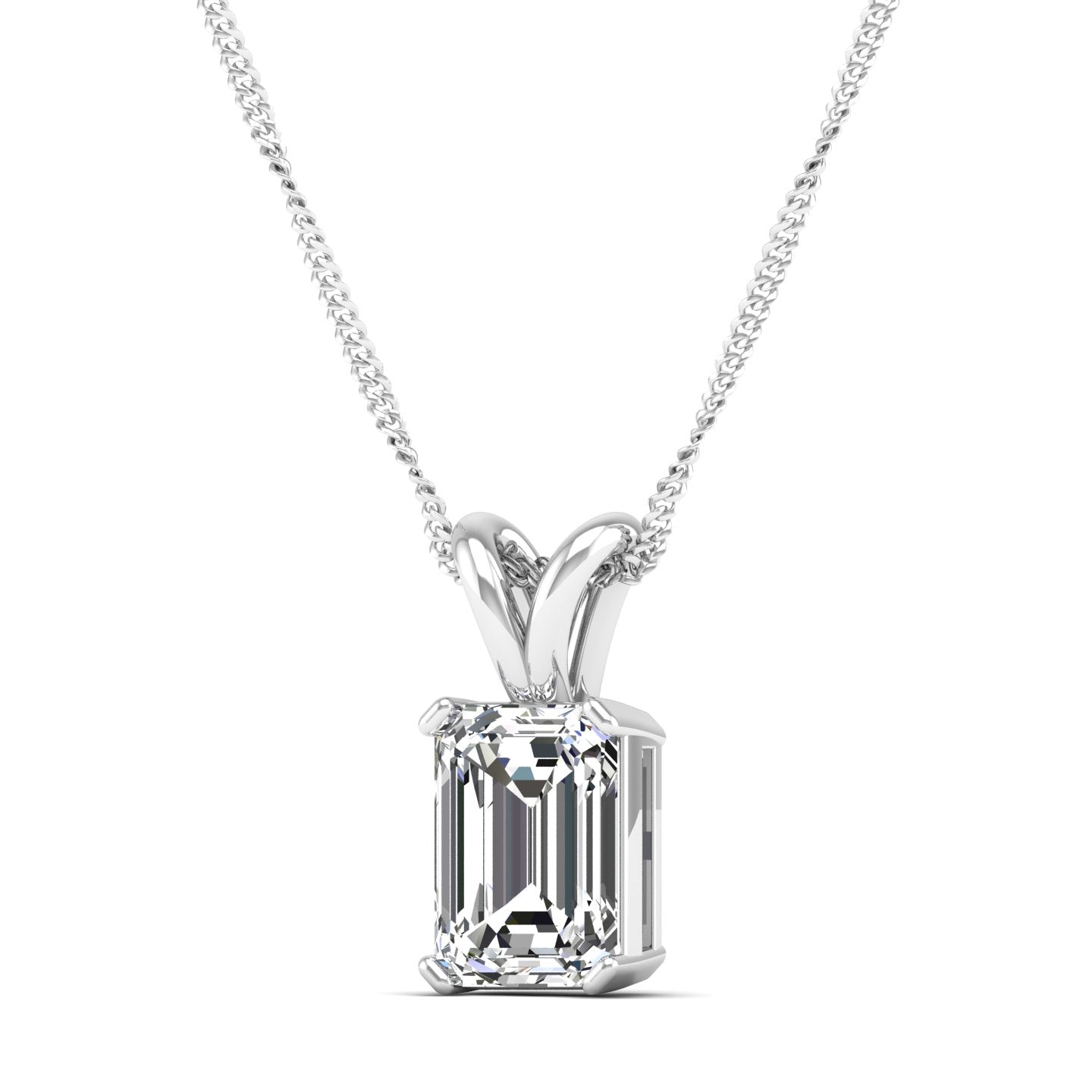 Emerald Cut Lab Grown Diamond Pendant  1.50 Carat
