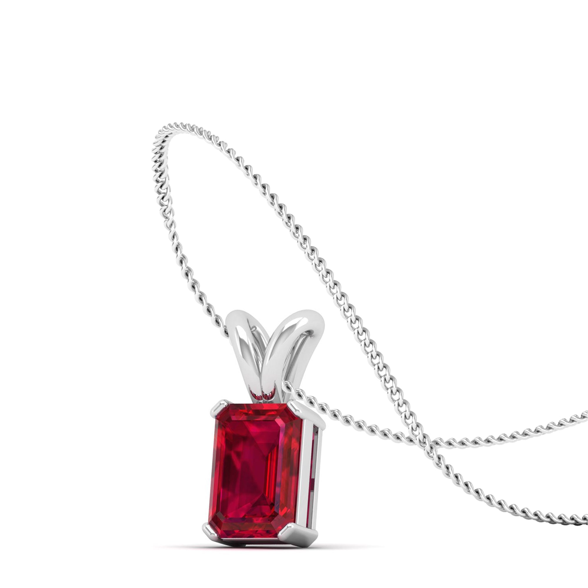 Emerald Cut Ruby Gemstone Pendant  1.50 Carat