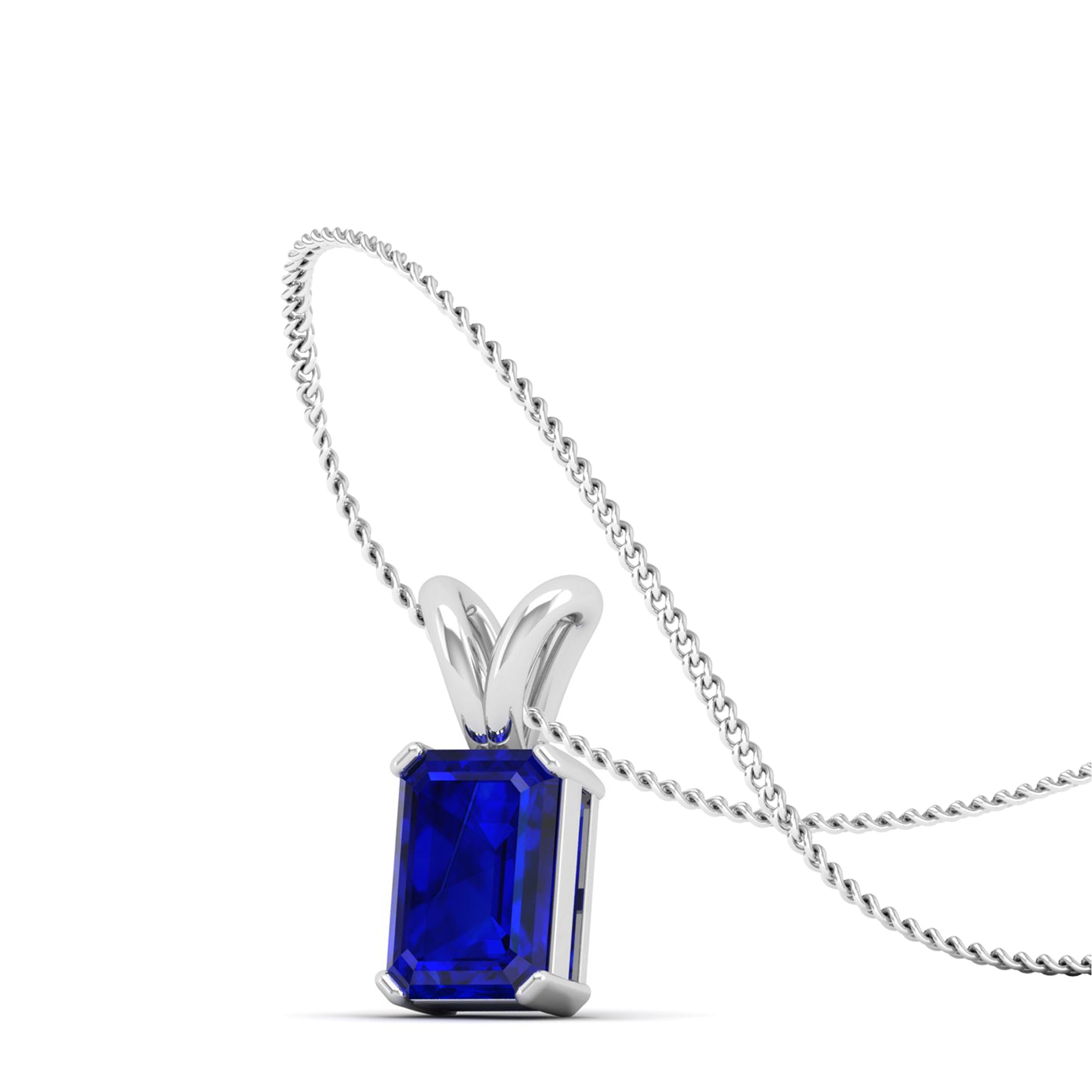 Emerald Cut Sapphire Gemstone Pendant  1.50 Carat