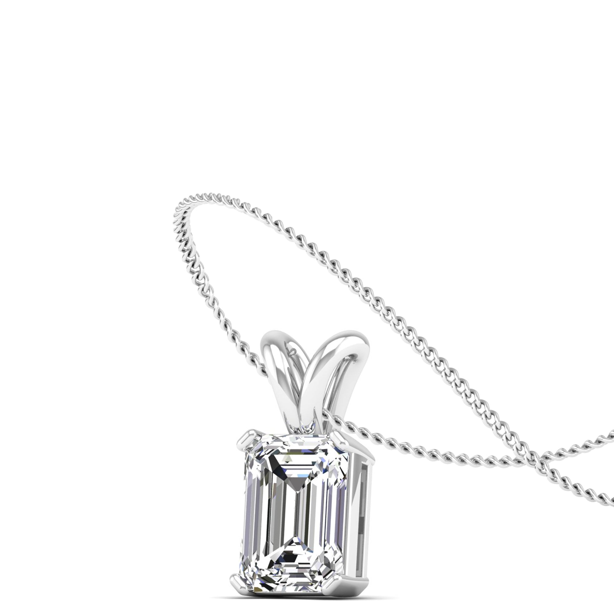 Emerald Cut Lab Grown Diamond Pendant  1.50 Carat