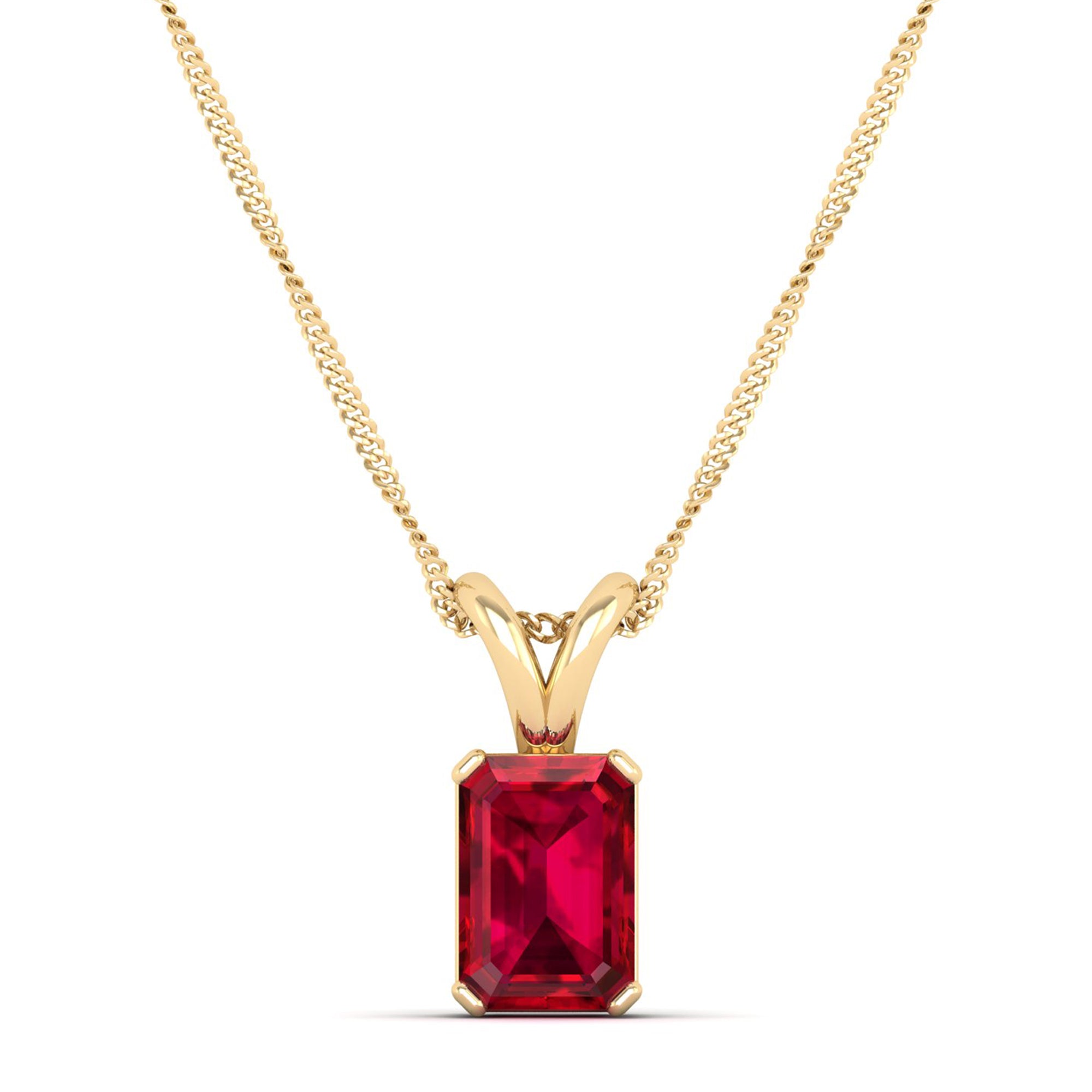 Emerald Cut Ruby Gemstone Pendant  1.50 Carat
