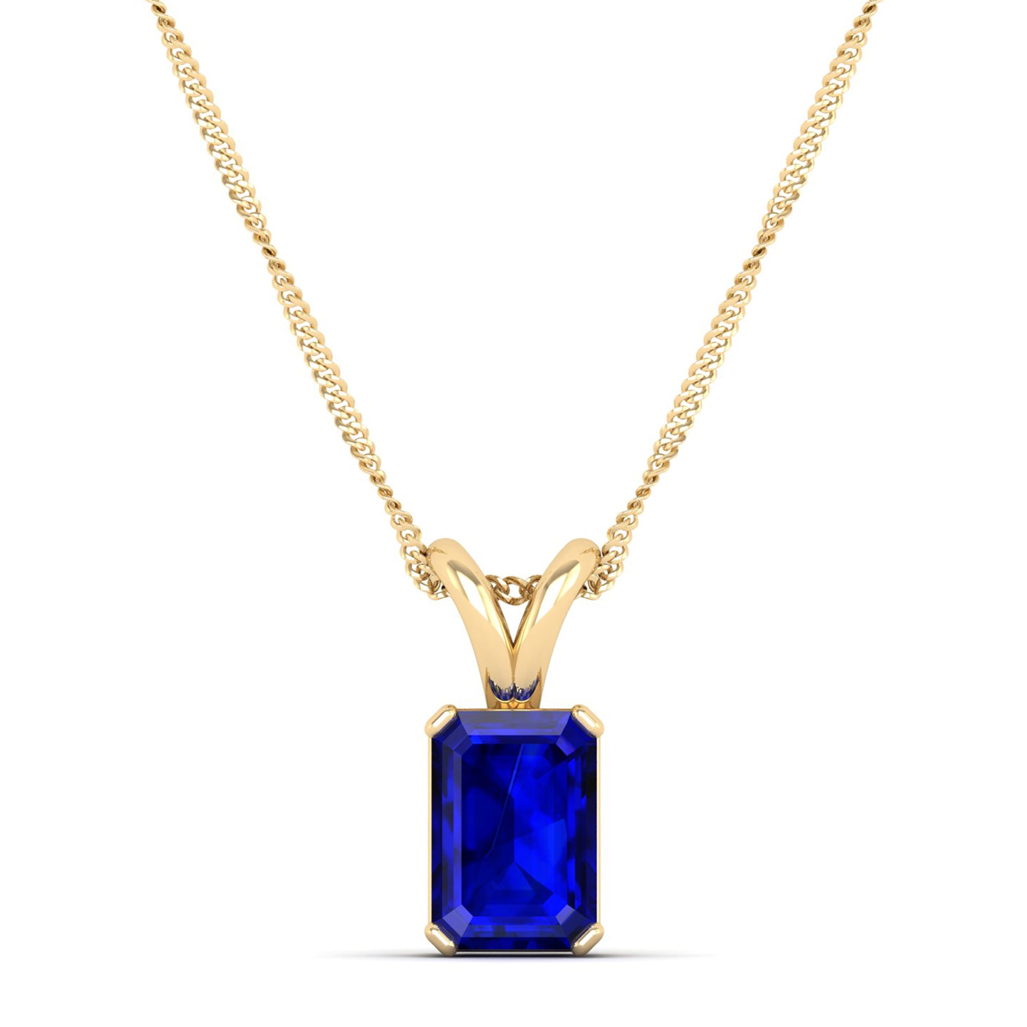 Emerald Cut Sapphire Gemstone Pendant  1.50 Carat
