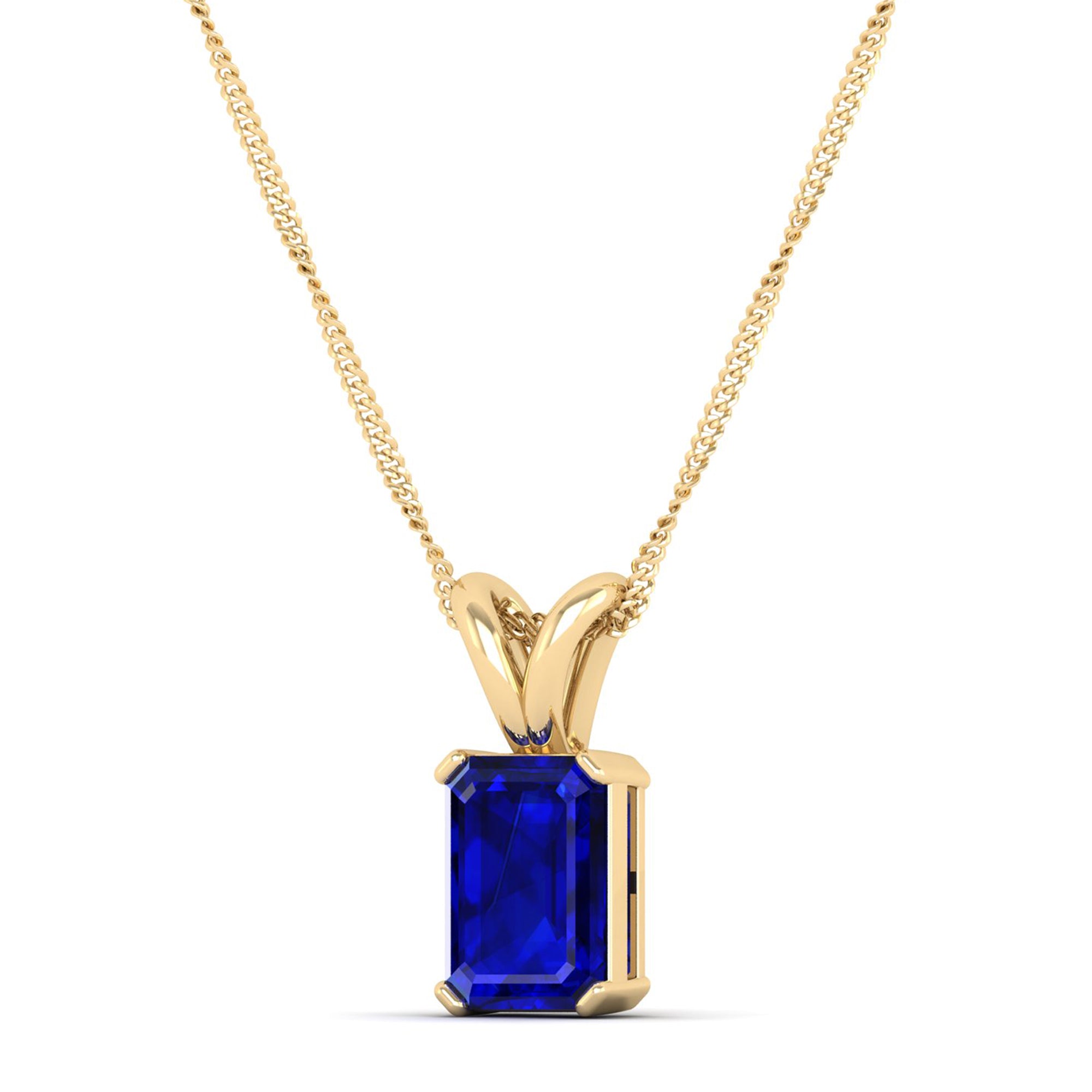Emerald Cut Sapphire Gemstone Pendant  1.50 Carat