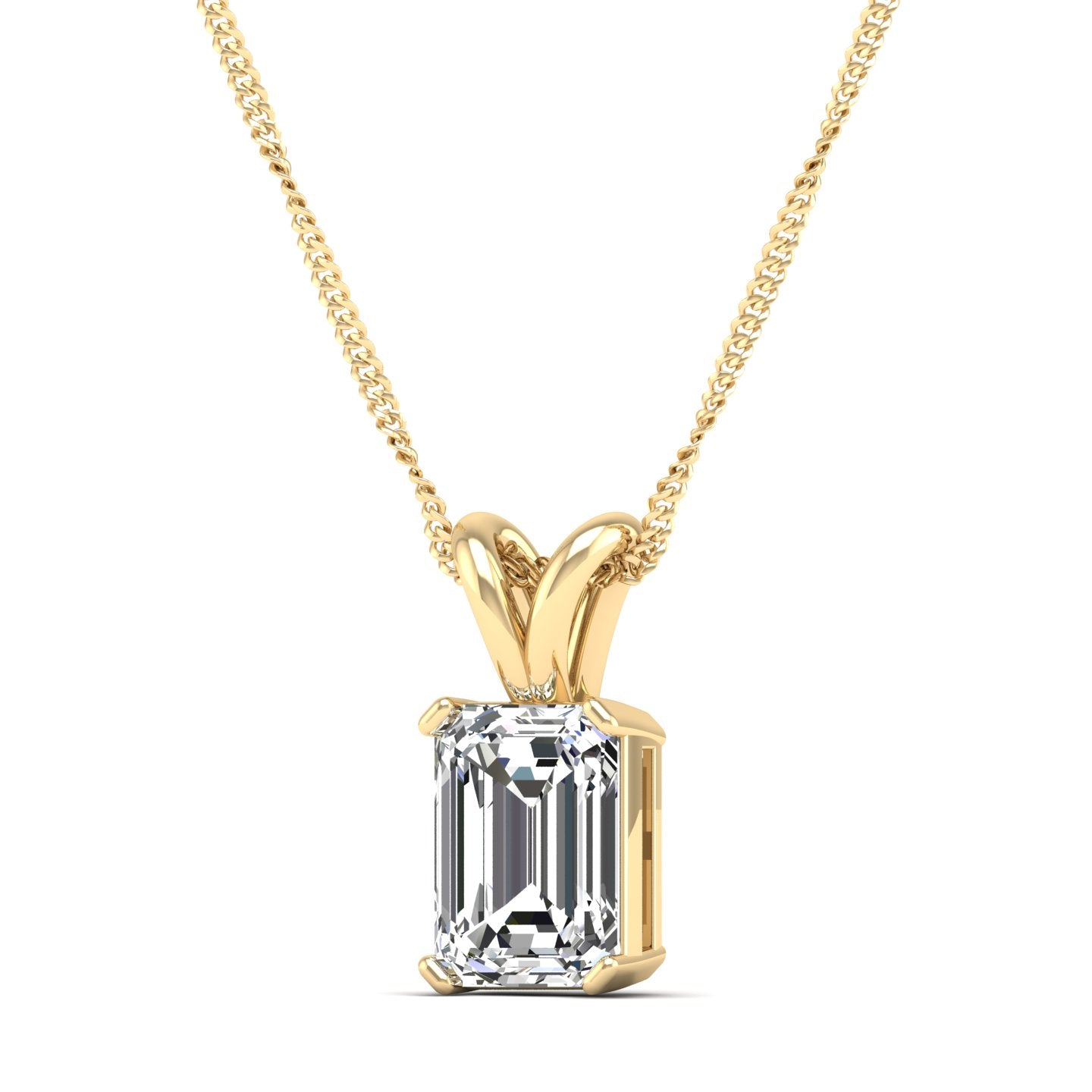Emerald Cut Lab Grown Diamond Pendant  1.50 Carat