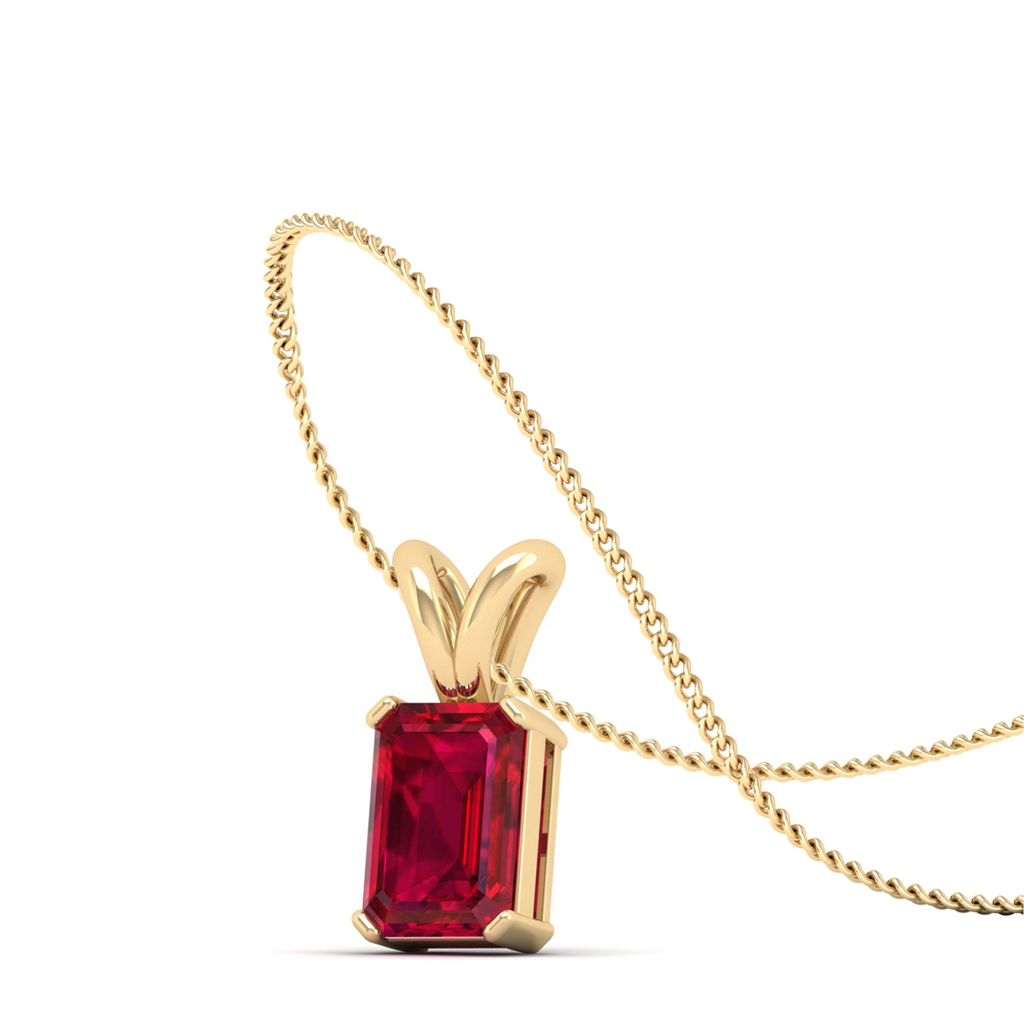 Emerald Cut Ruby Gemstone Pendant  1.50 Carat