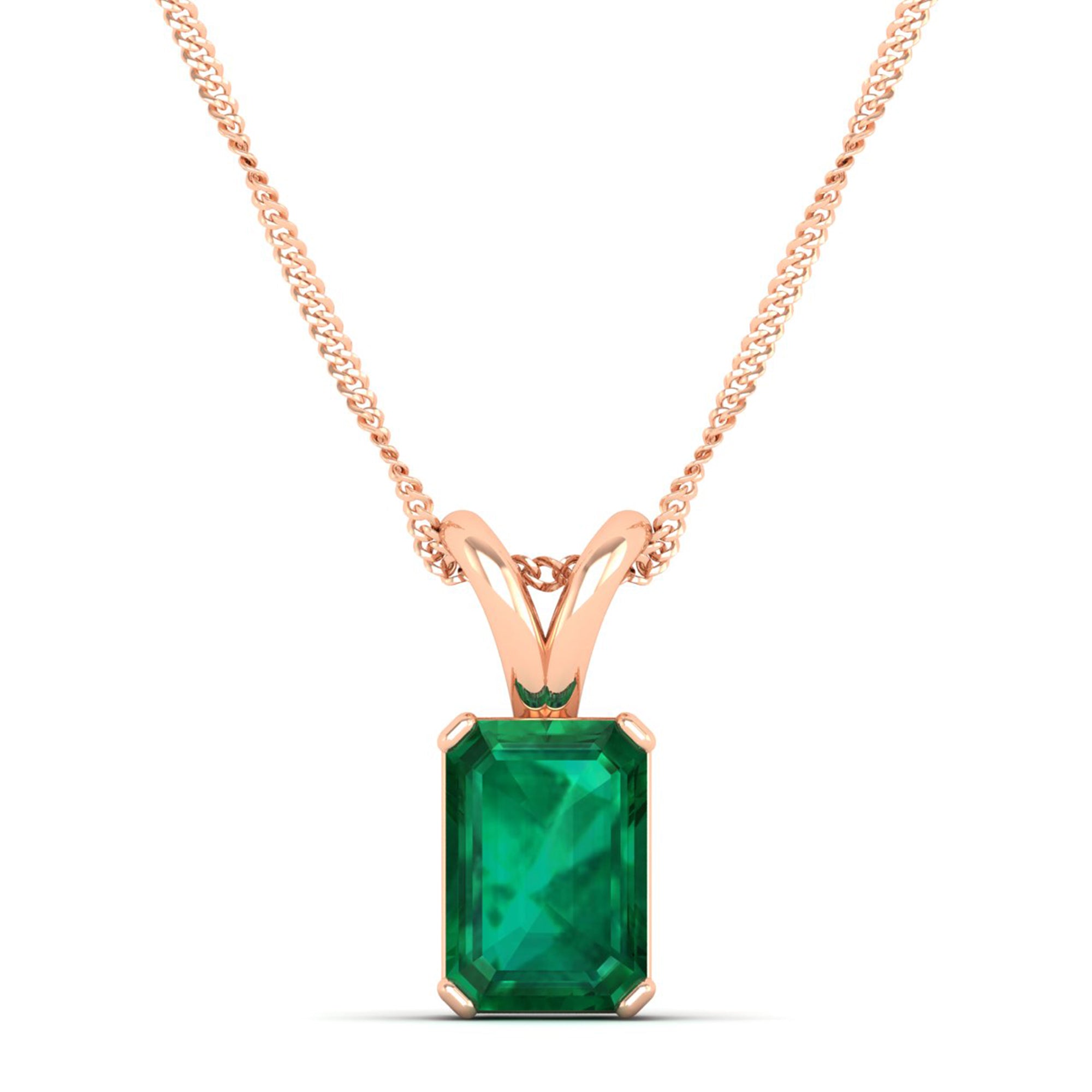 Emerald Cut Emerald Gemstone Pendant  2.0 Carat