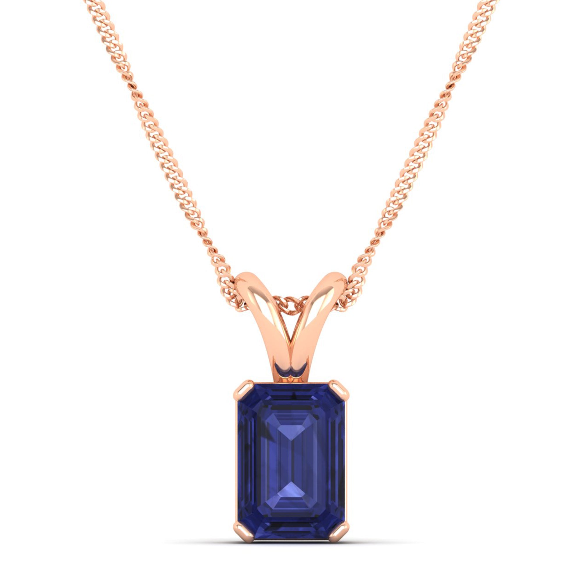 Emerald Cut Tanzanite Gemstone Pendant  2.0 Carat