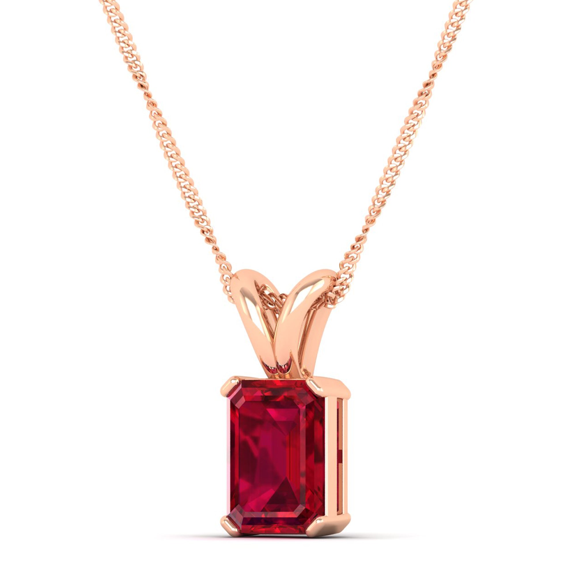 Emerald Cut Ruby Gemstone Pendant  2.0 Carat