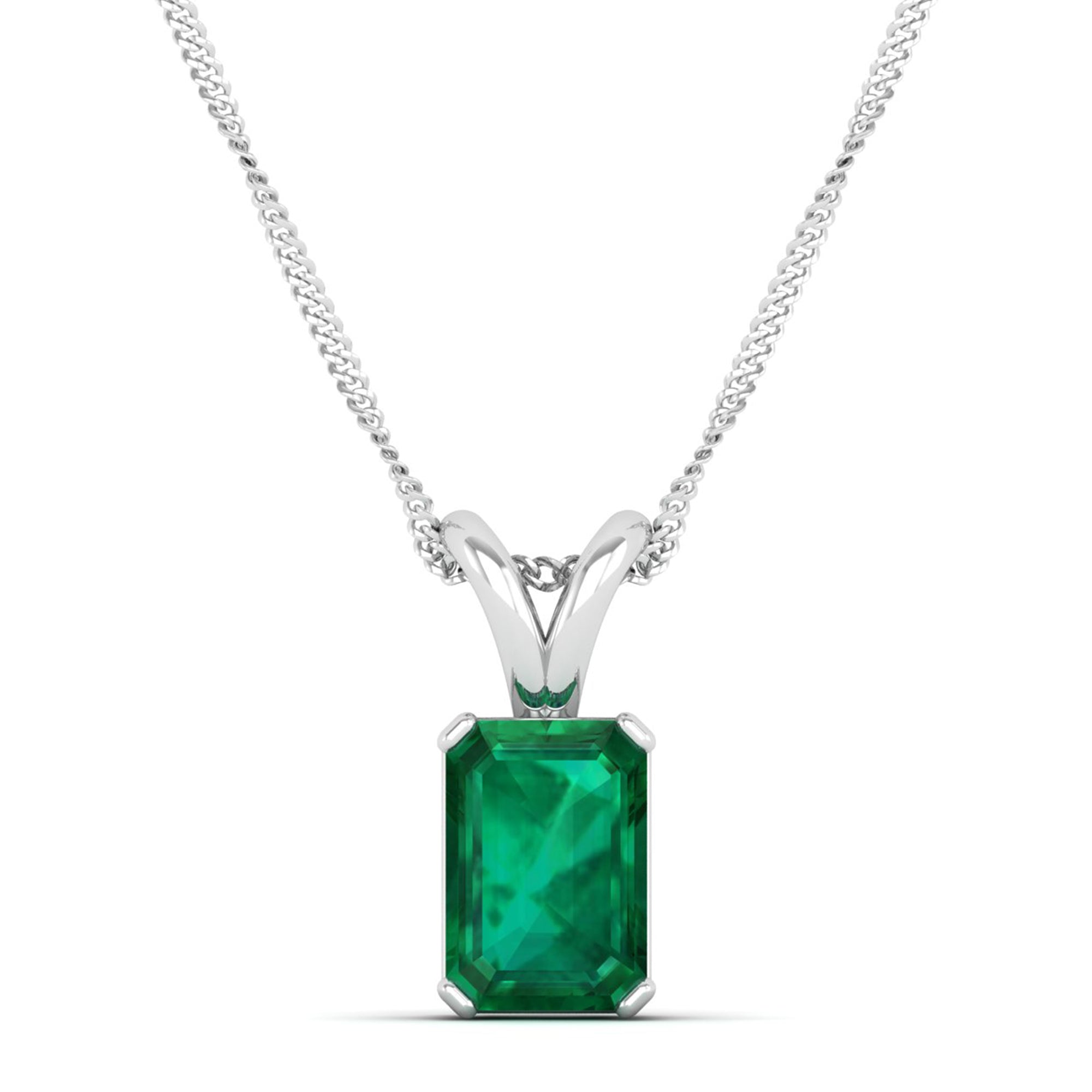Emerald Cut Emerald Gemstone Pendant  2.0 Carat