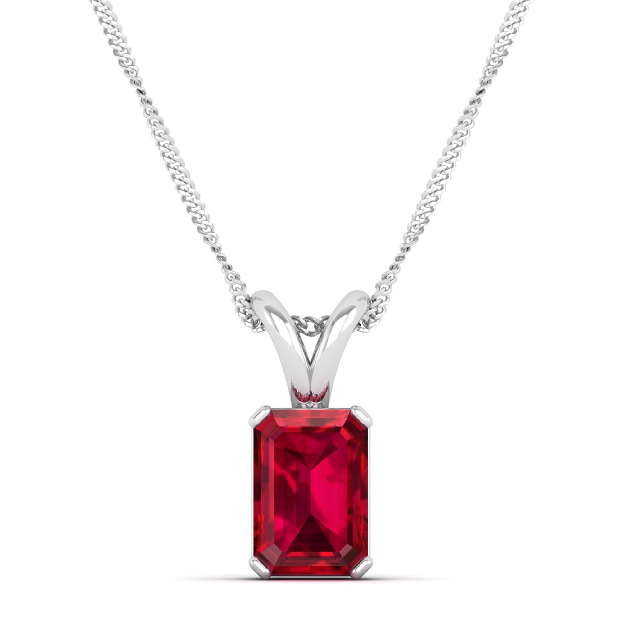 Emerald Cut Ruby Gemstone Pendant  2.0 Carat