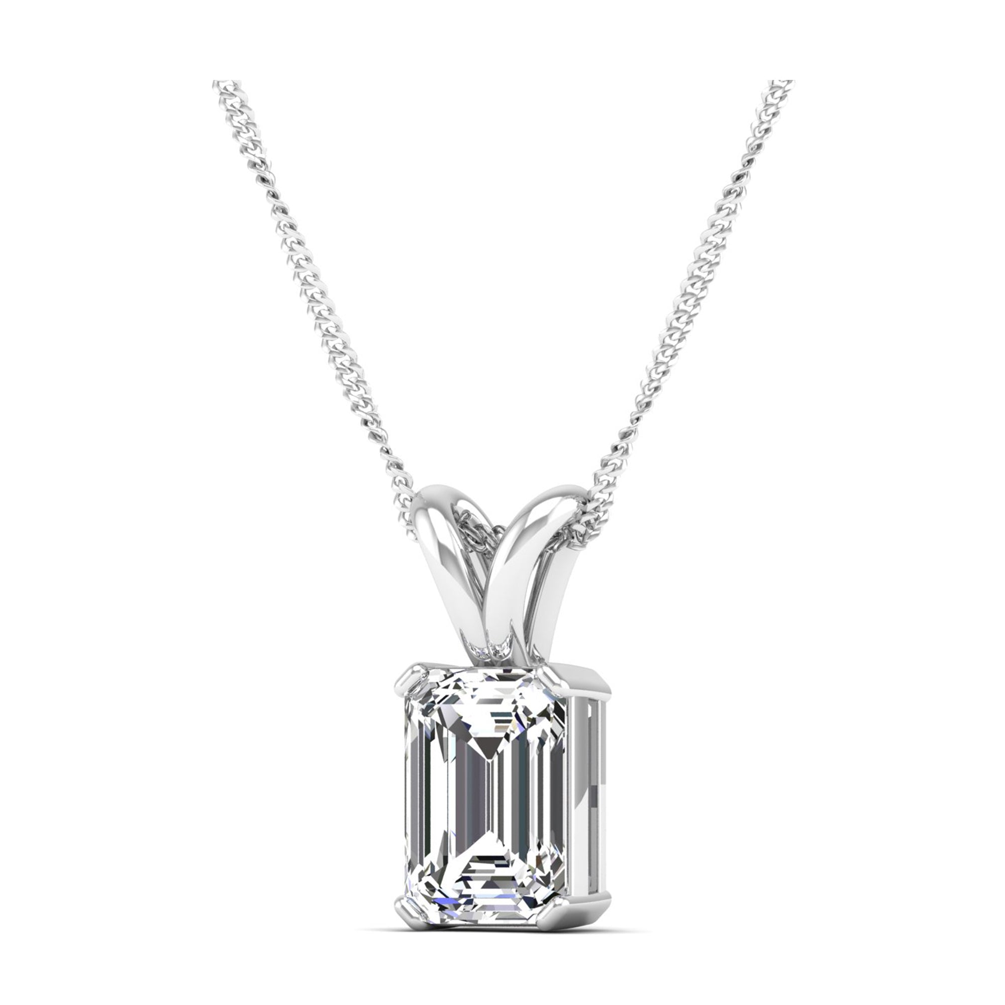 Emerald Cut Lab Grown Diamond Pendant  2.0 Carat