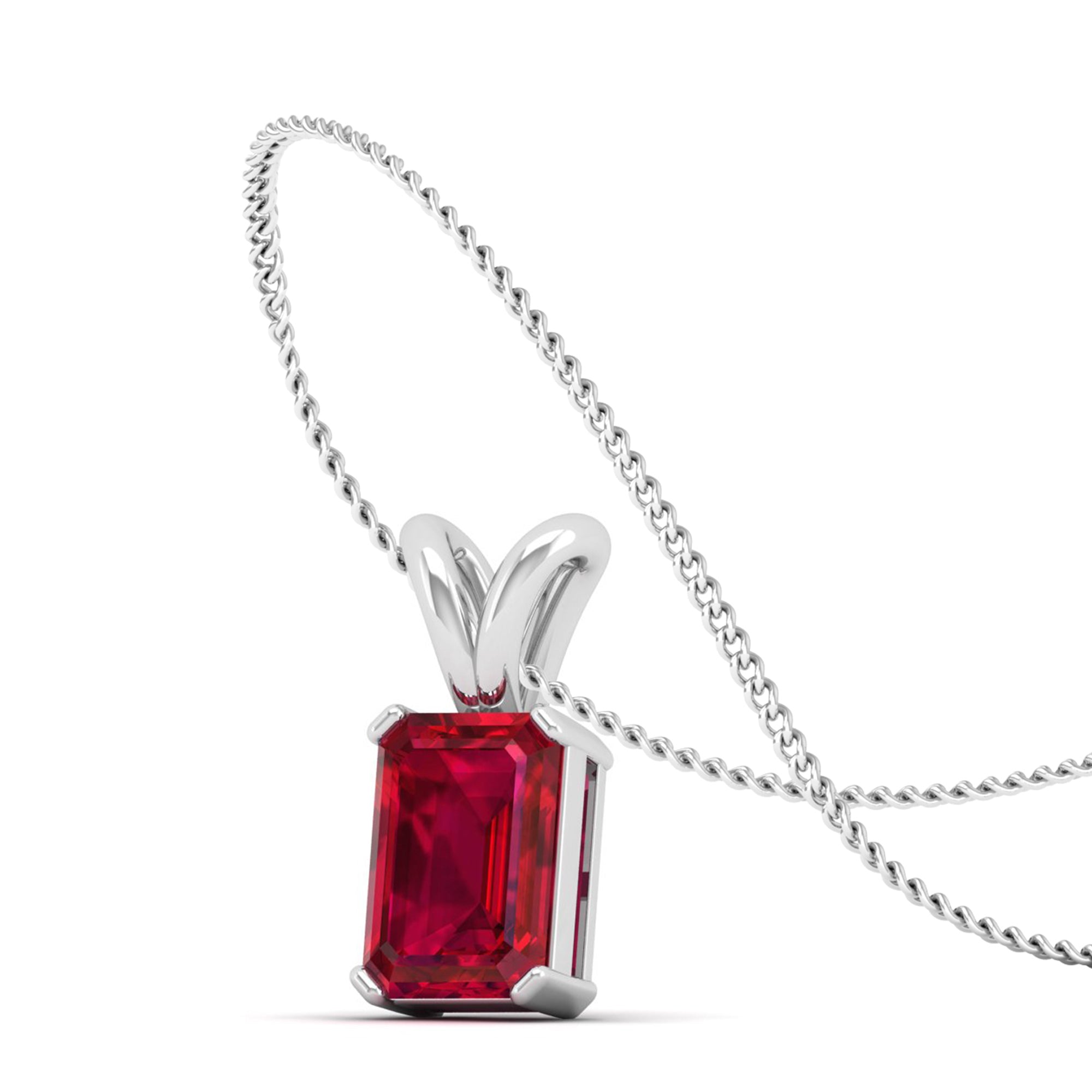 Emerald Cut Ruby Gemstone Pendant  2.0 Carat