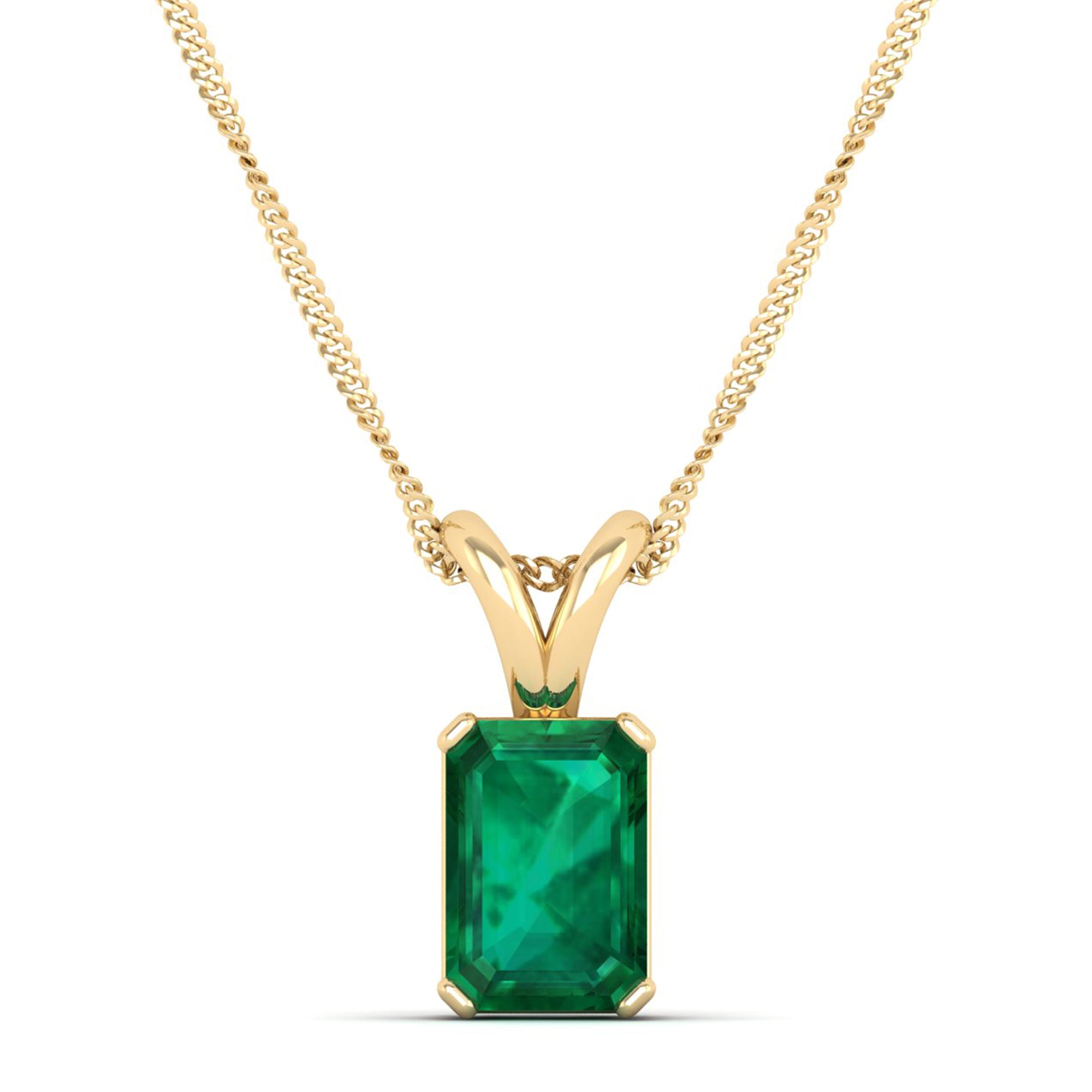 Emerald Cut Emerald Gemstone Pendant  2.0 Carat