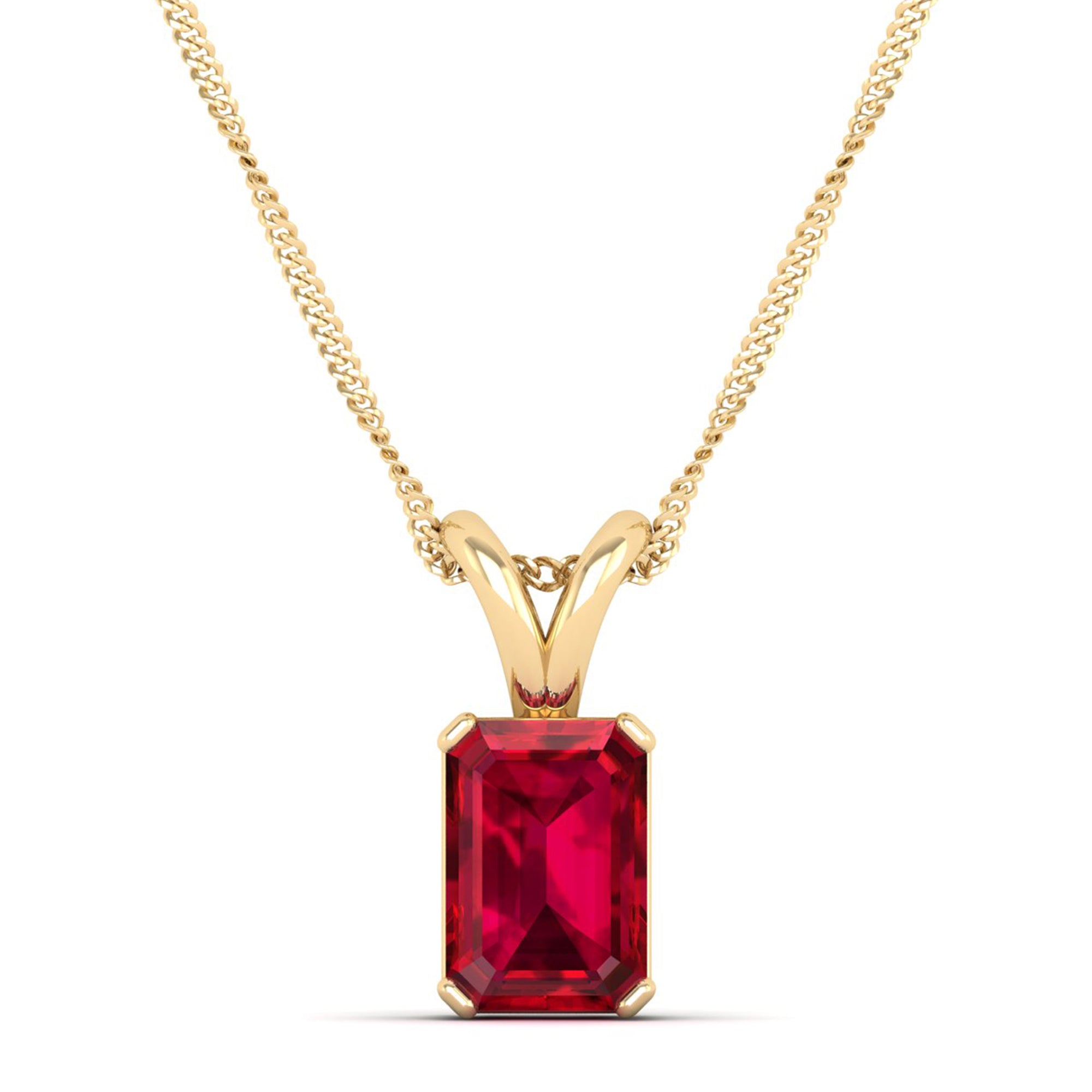 Emerald Cut Ruby Gemstone Pendant  2.0 Carat