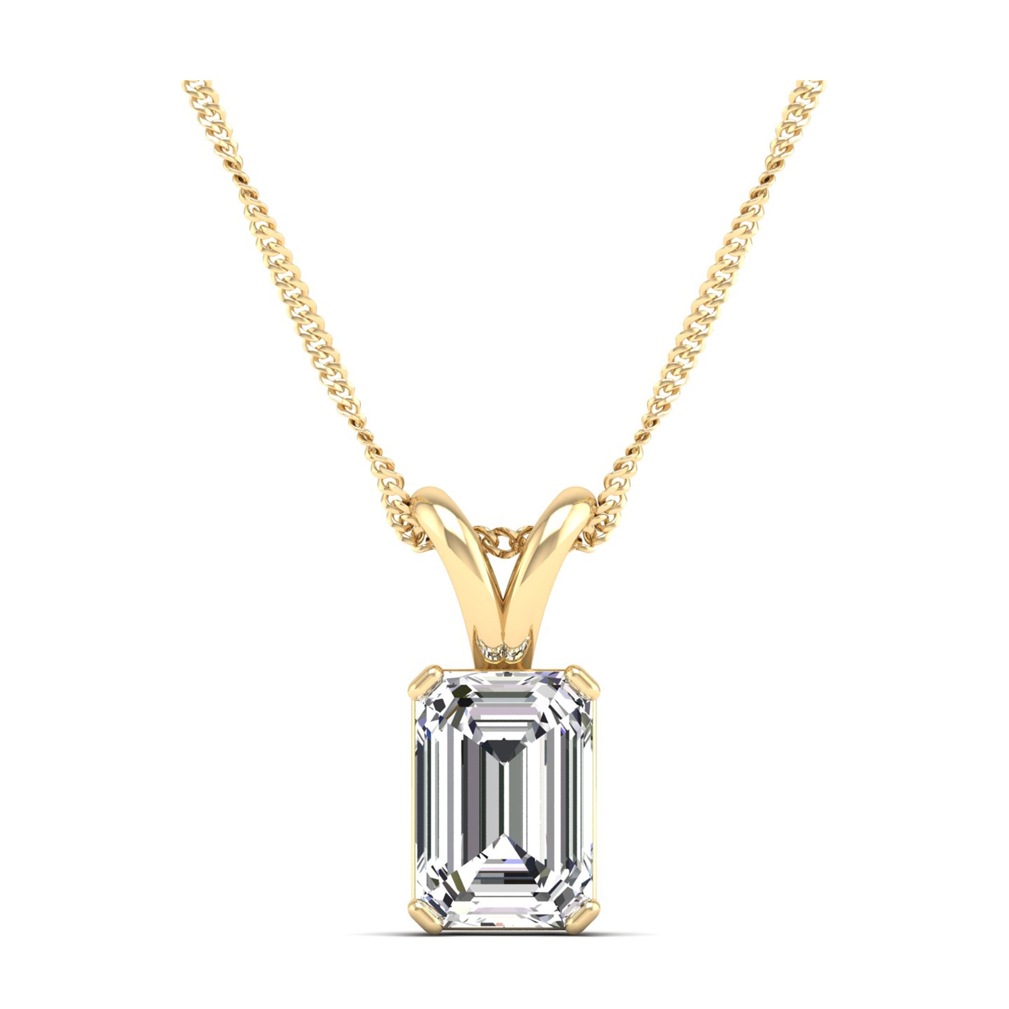 Emerald Cut Lab Grown Diamond Pendant  2.0 Carat