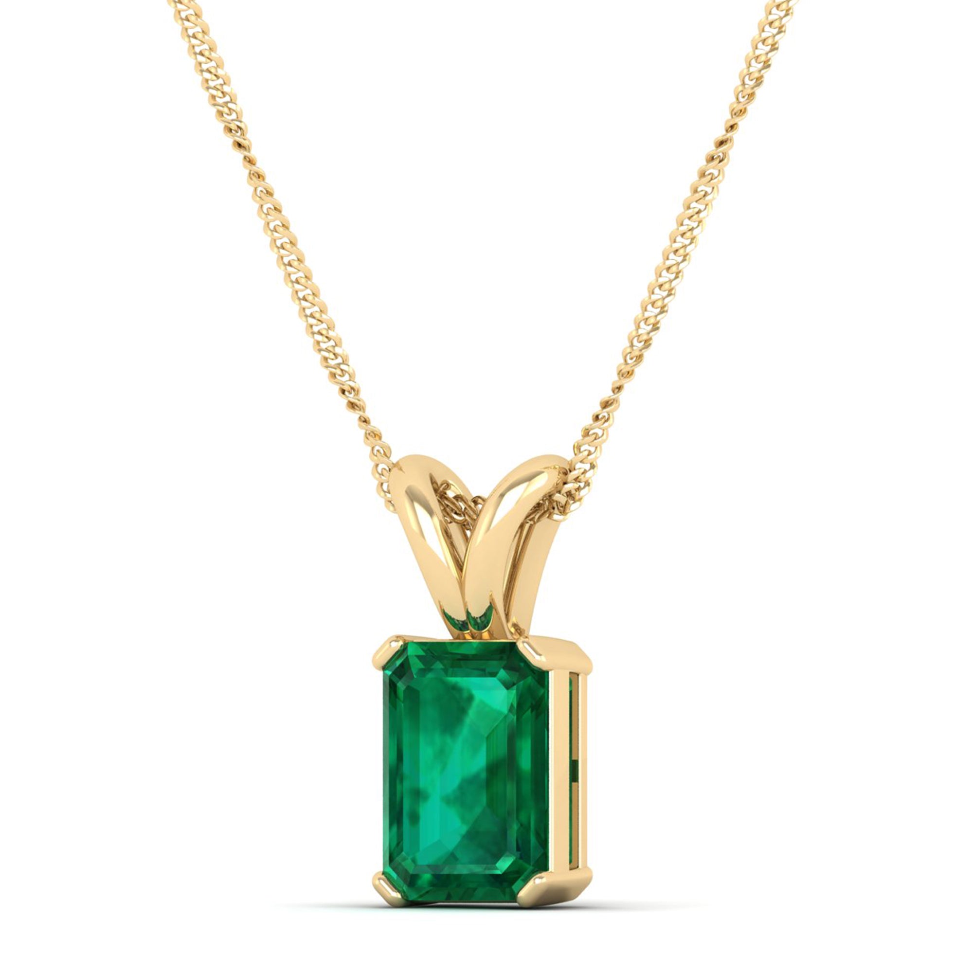 Emerald Cut Emerald Gemstone Pendant  2.0 Carat