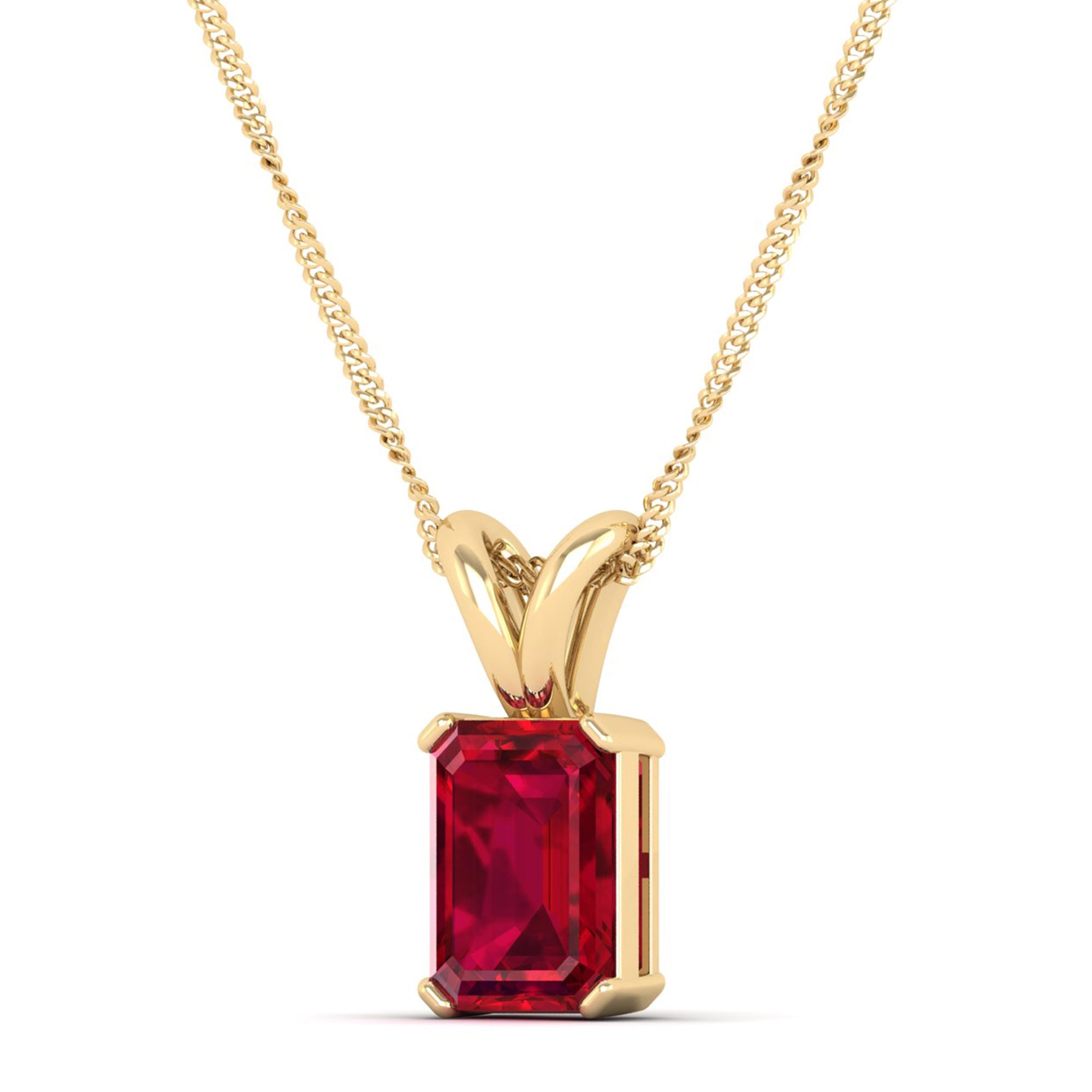 Emerald Cut Ruby Gemstone Pendant  2.0 Carat