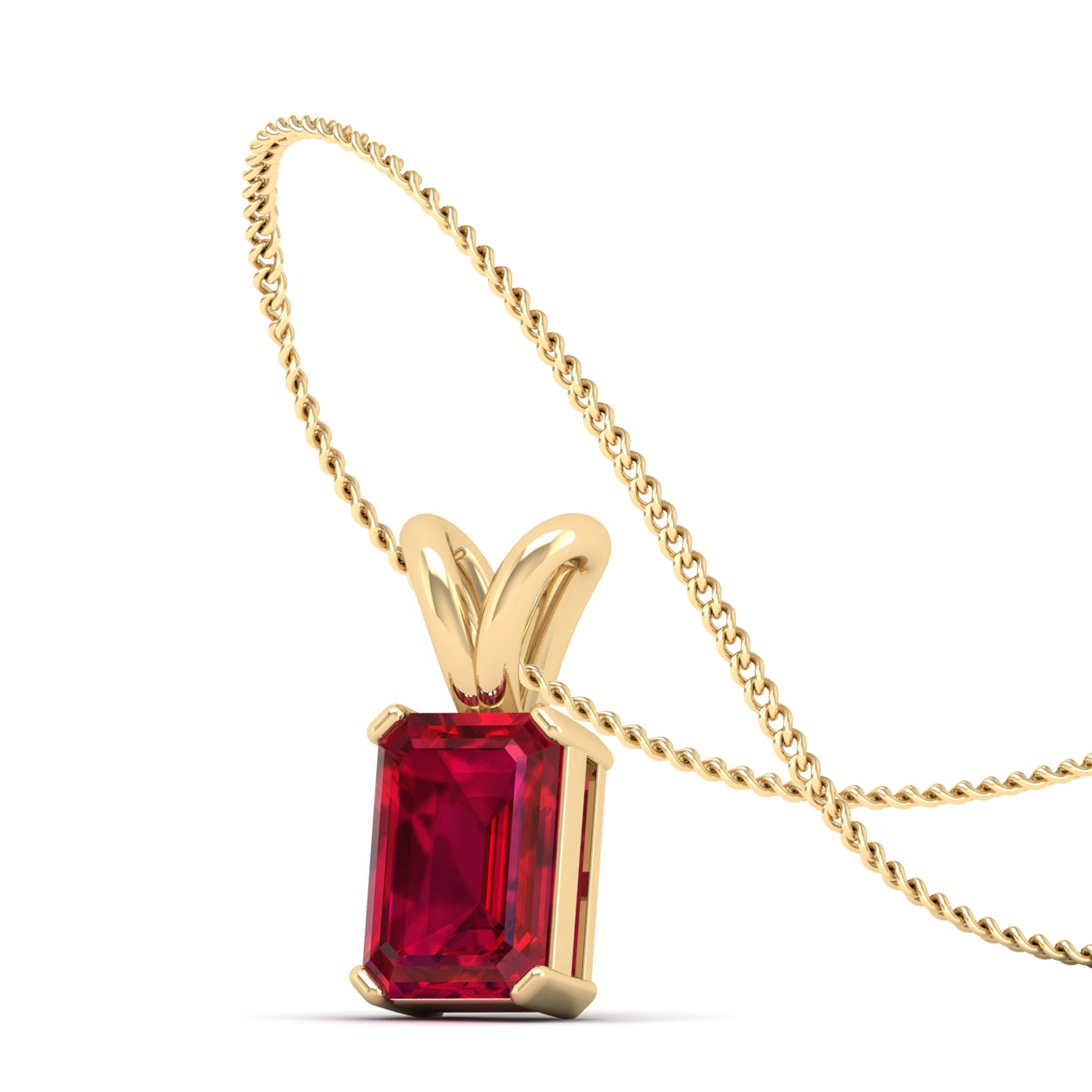 Emerald Cut Ruby Gemstone Pendant  2.0 Carat