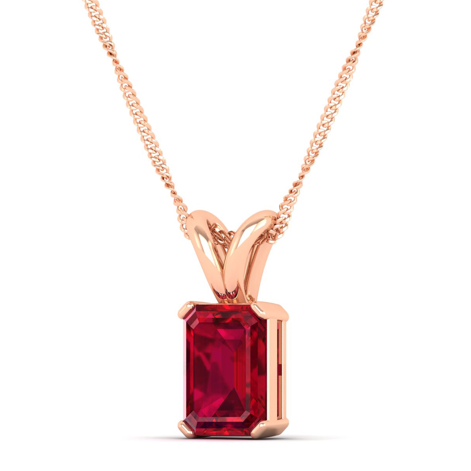 Emerald Cut Ruby Gemstone Pendant 2.50 Carat