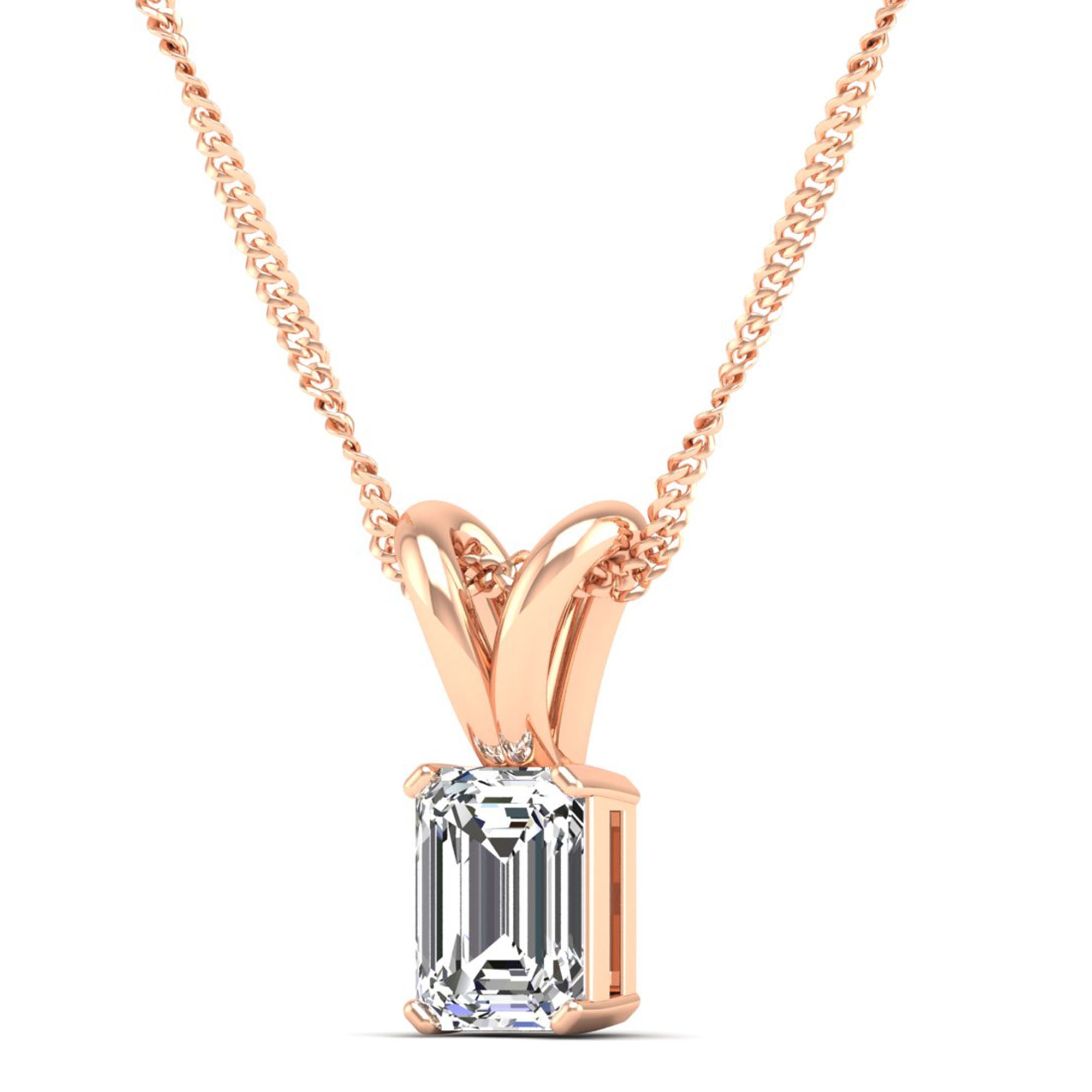 Emerald Cut Lab Grown Diamond Pendant  2.50 Carat