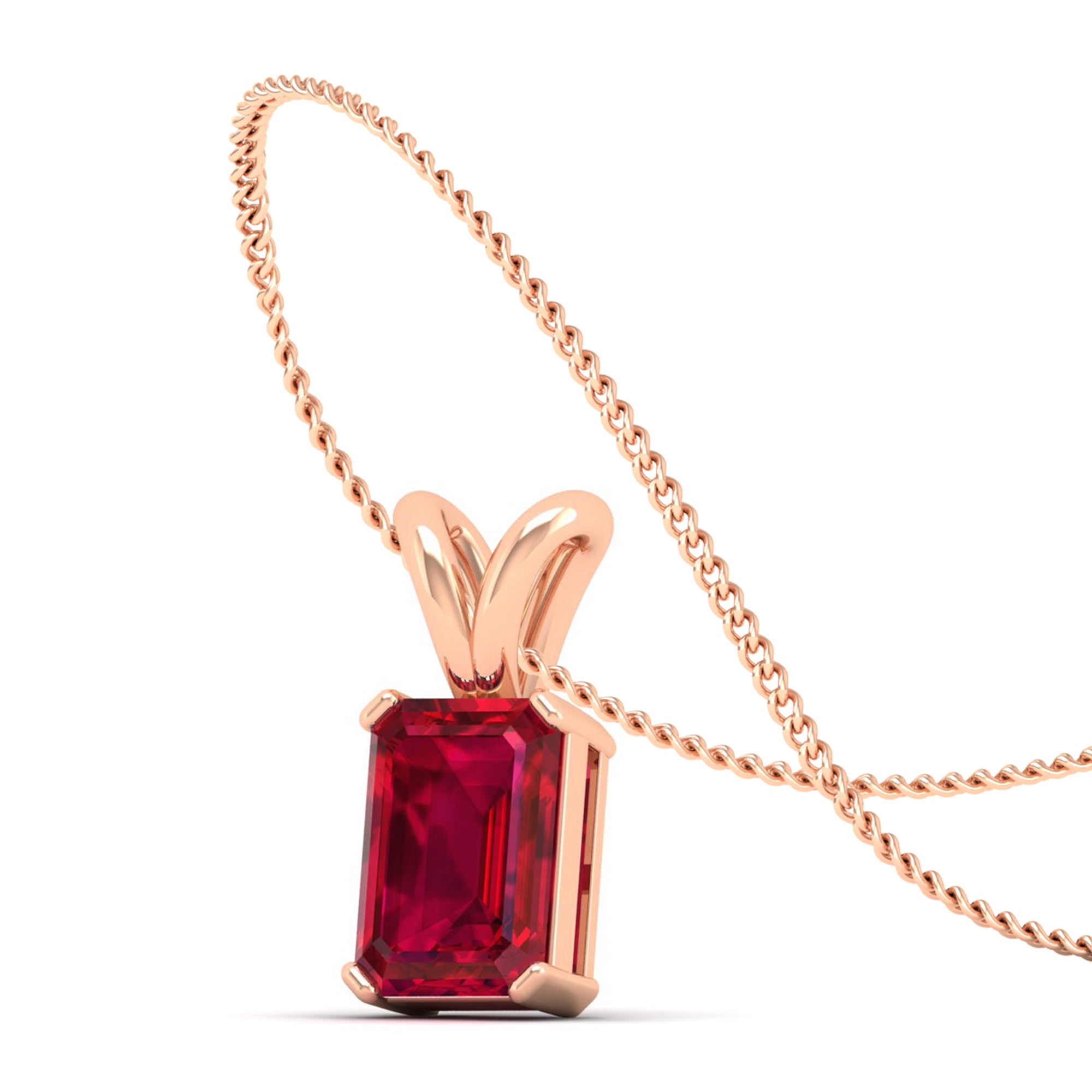 Emerald Cut Ruby Gemstone Pendant 2.50 Carat