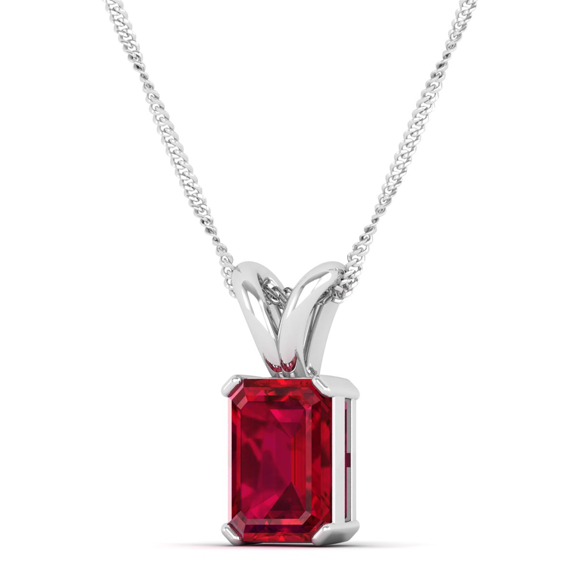 Emerald Cut Ruby Gemstone Pendant 2.50 Carat
