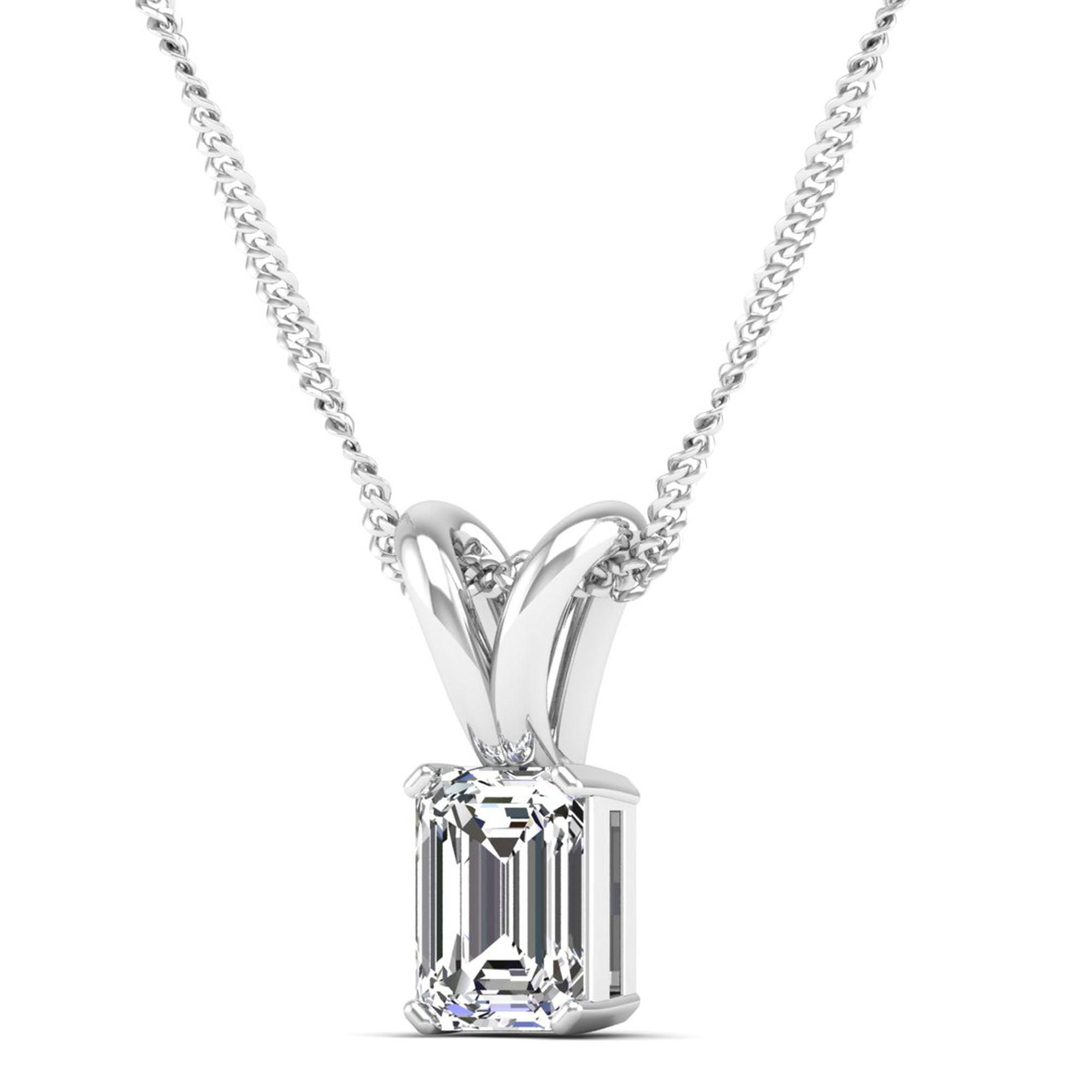 Emerald Cut Lab Grown Diamond Pendant  2.50 Carat