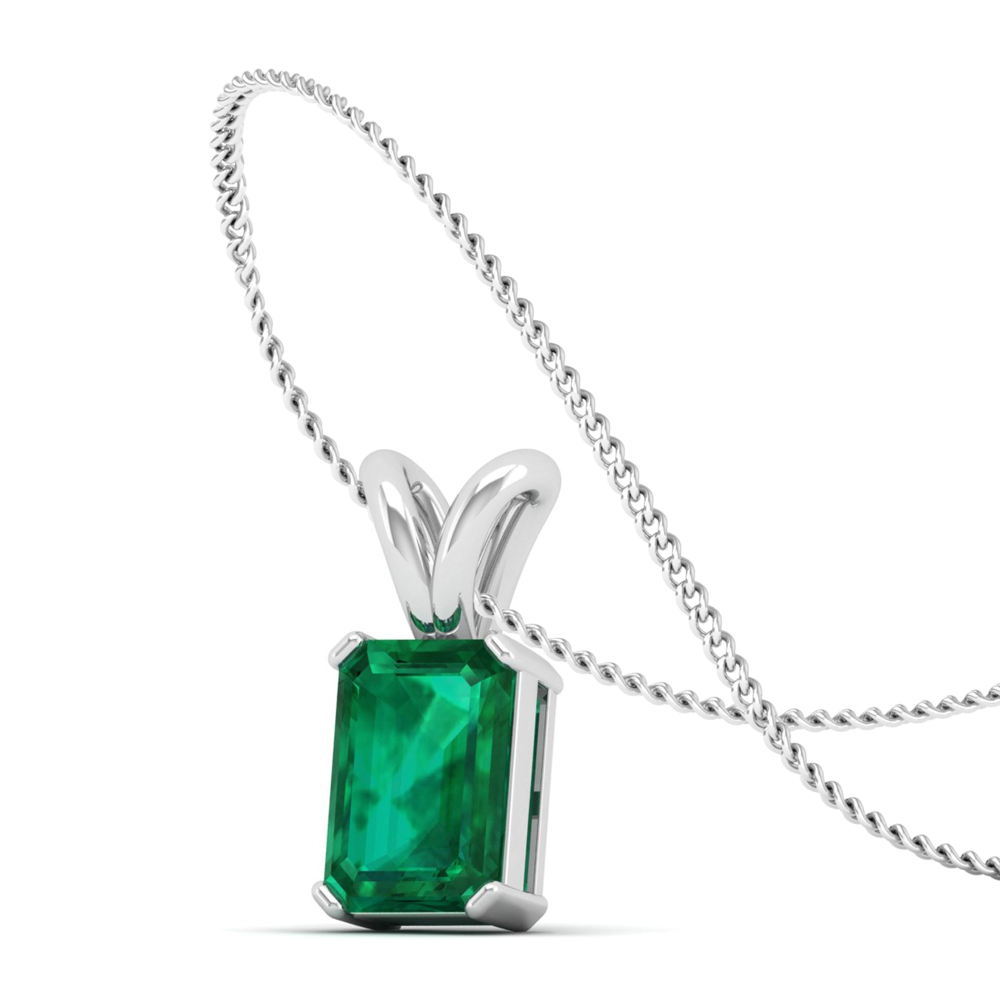 Emerald Cut Emerald Gemstone Pendant 2.50 Carat