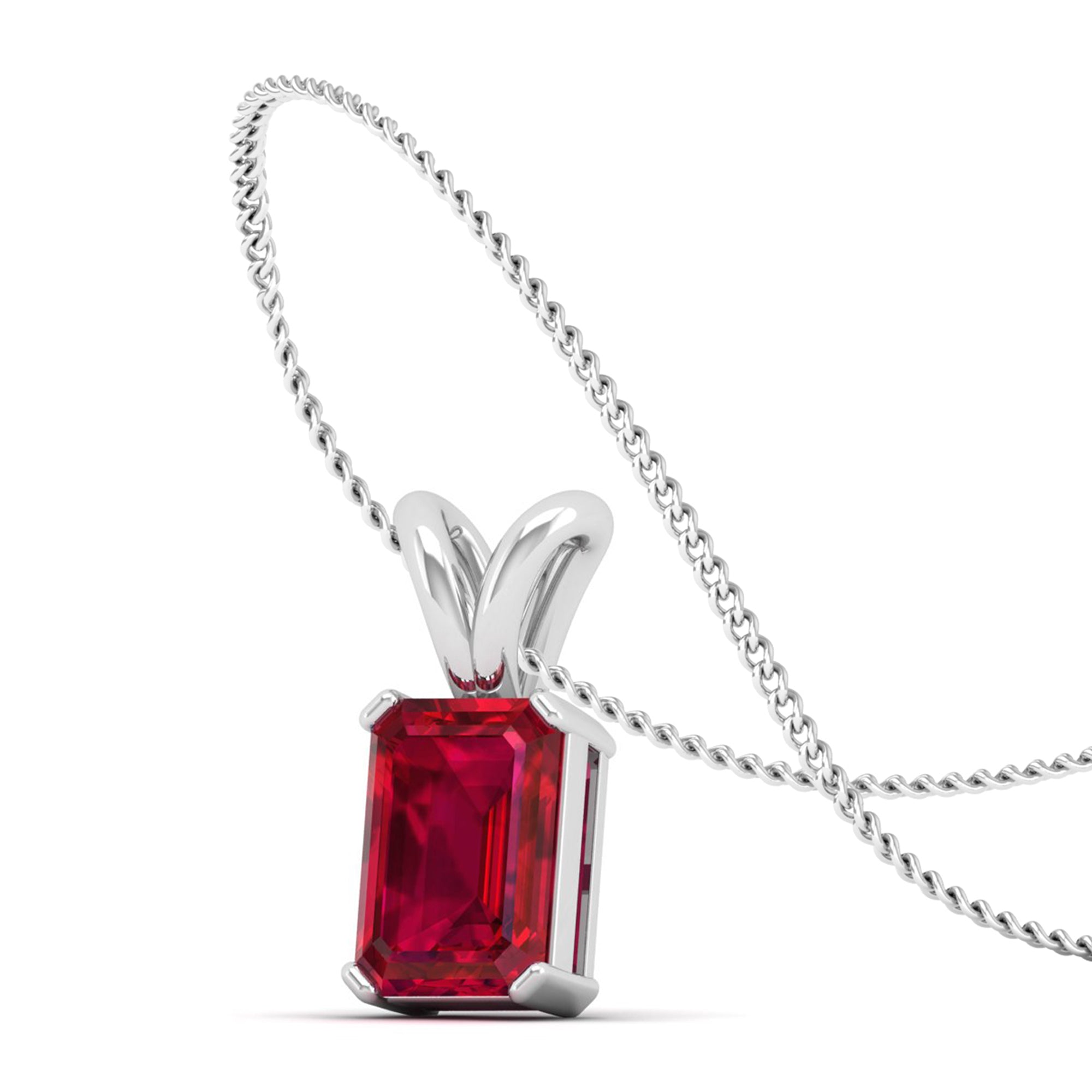 Emerald Cut Ruby Gemstone Pendant 2.50 Carat