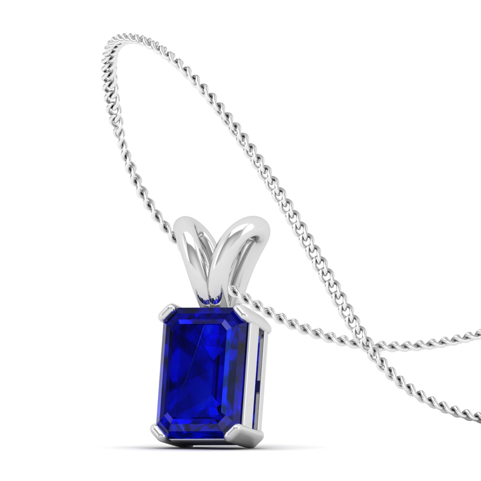 Emerald Cut Sapphire Gemstone Pendant 2.50 Carat
