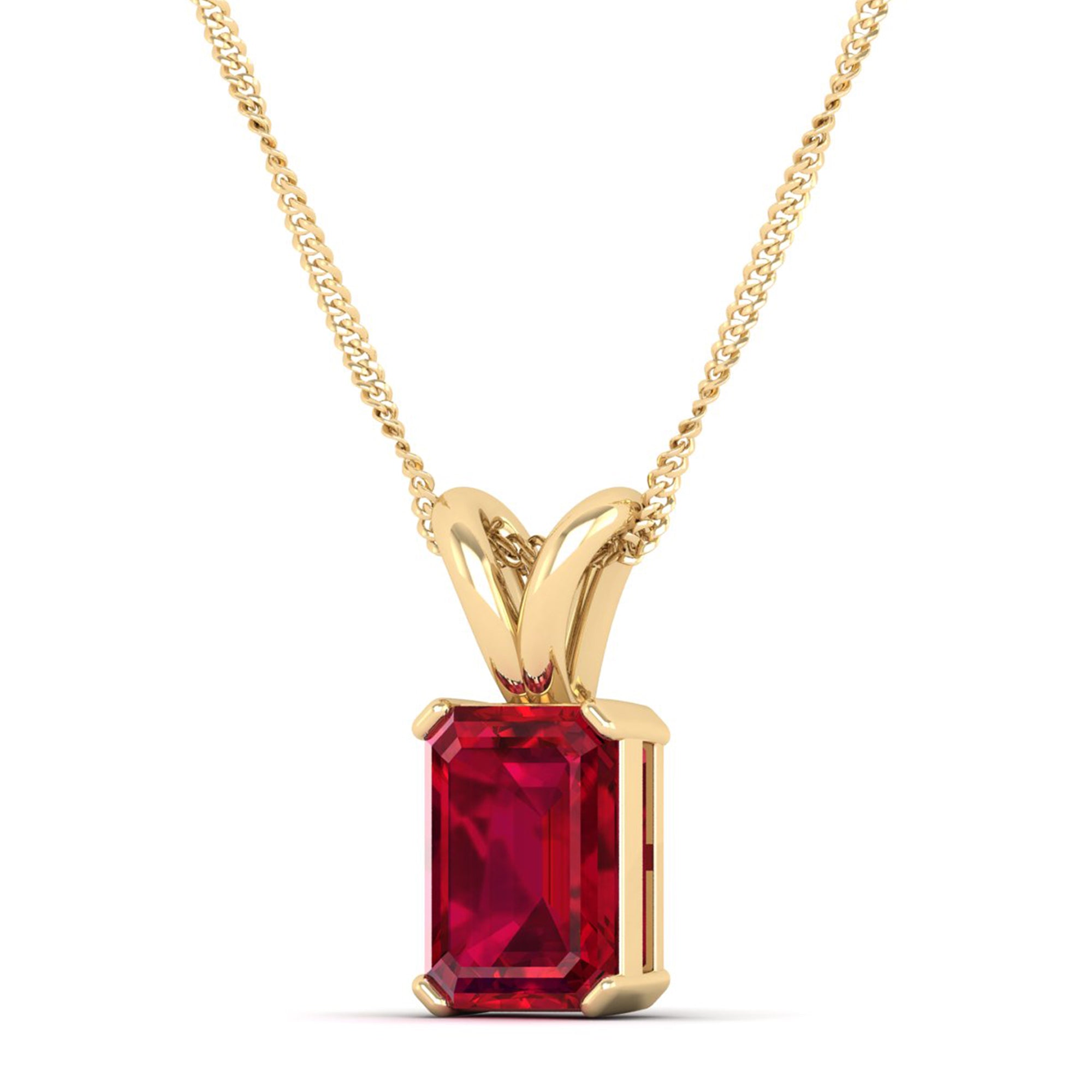 Emerald Cut Ruby Gemstone Pendant 2.50 Carat