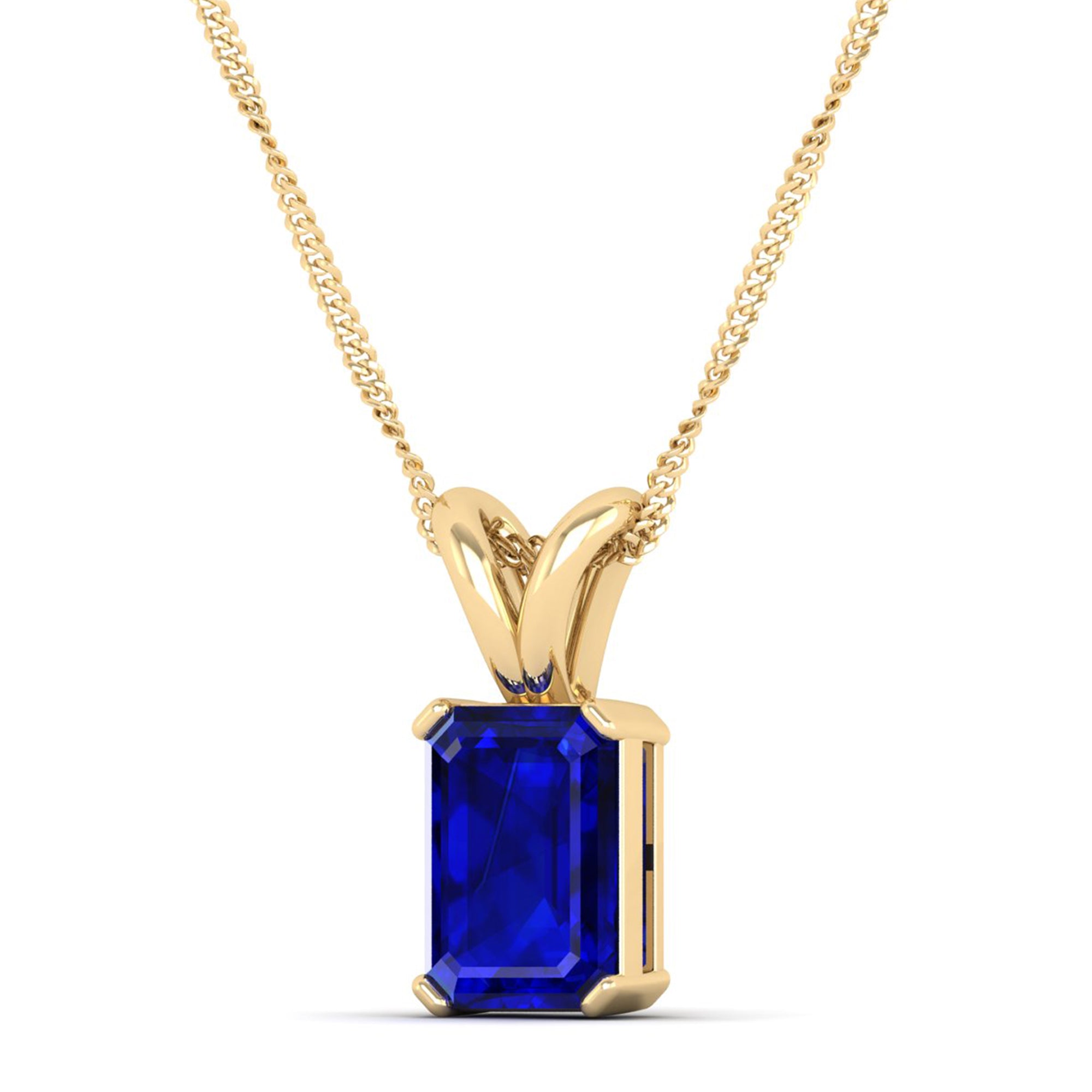 Emerald Cut Sapphire Gemstone Pendant 2.50 Carat
