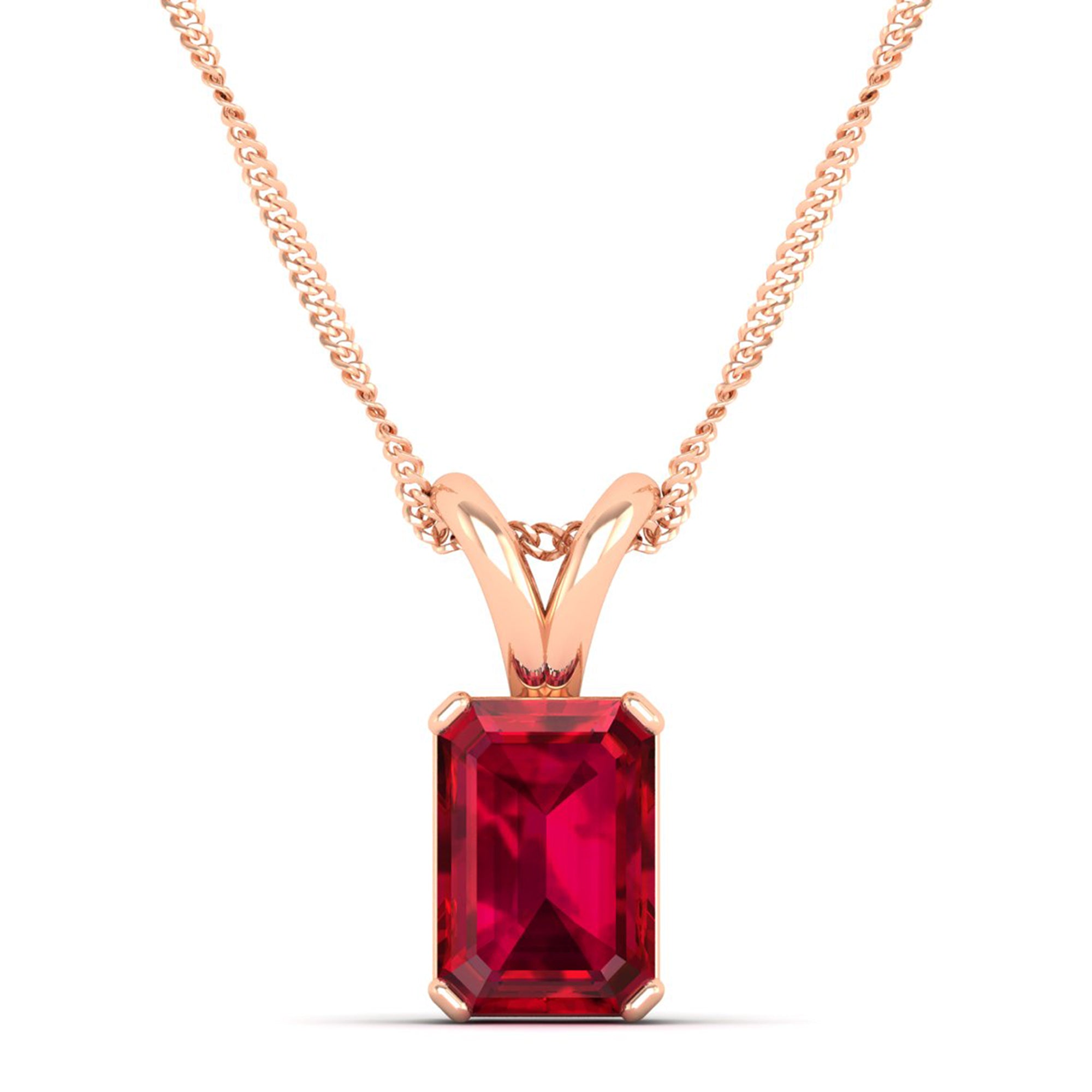 Emerald Cut Ruby Gemstone Pendant  3.0 Carat