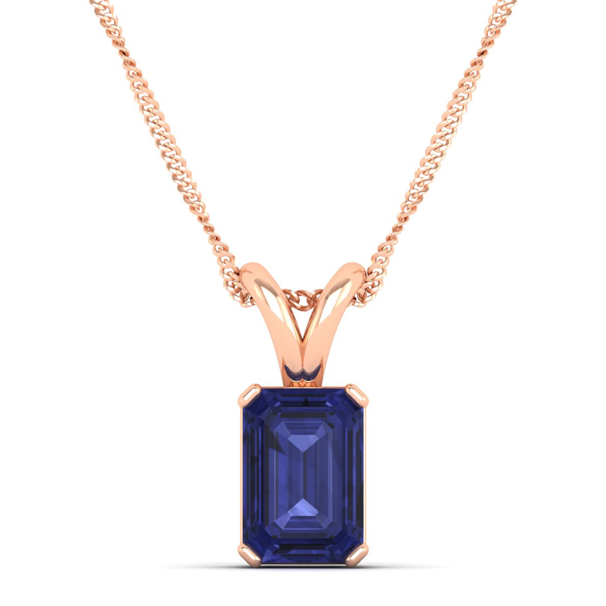 Emerald Cut Tanzanite Gemstone Pendant  3.0 Carat