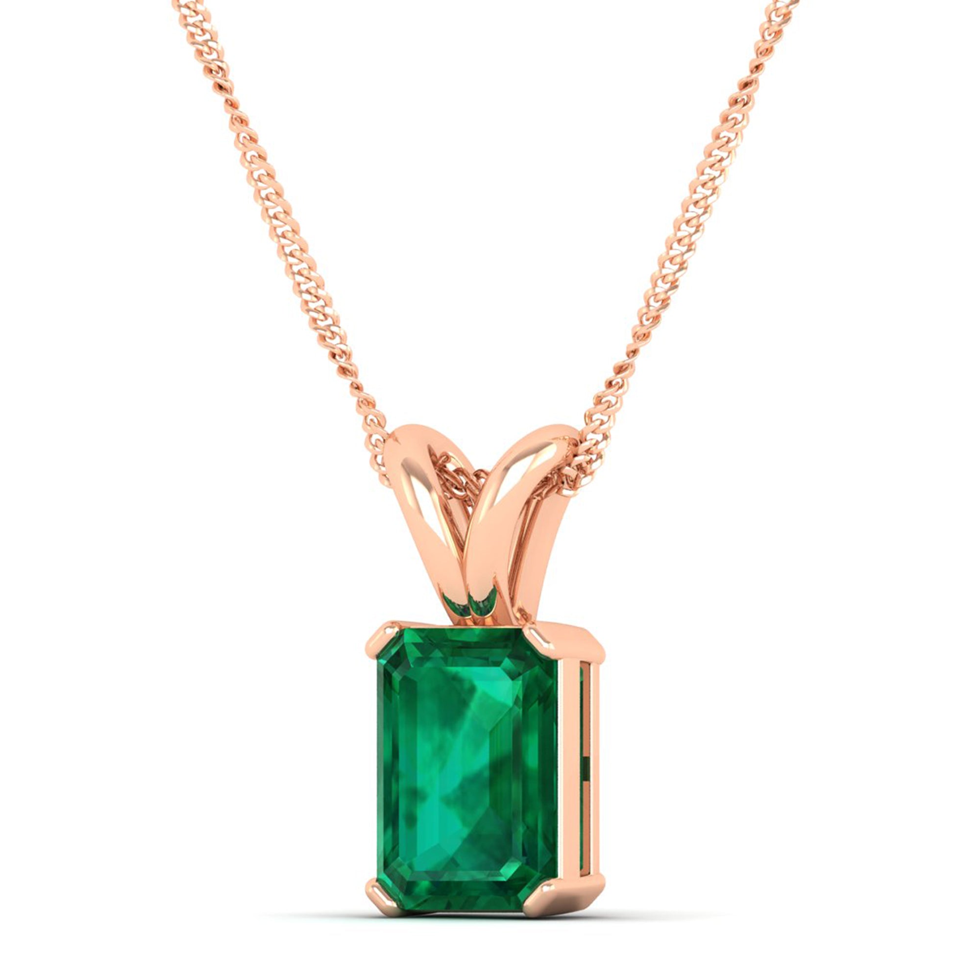 Emerald Cut Emerald Gemstone Pendant  3.0 Carat