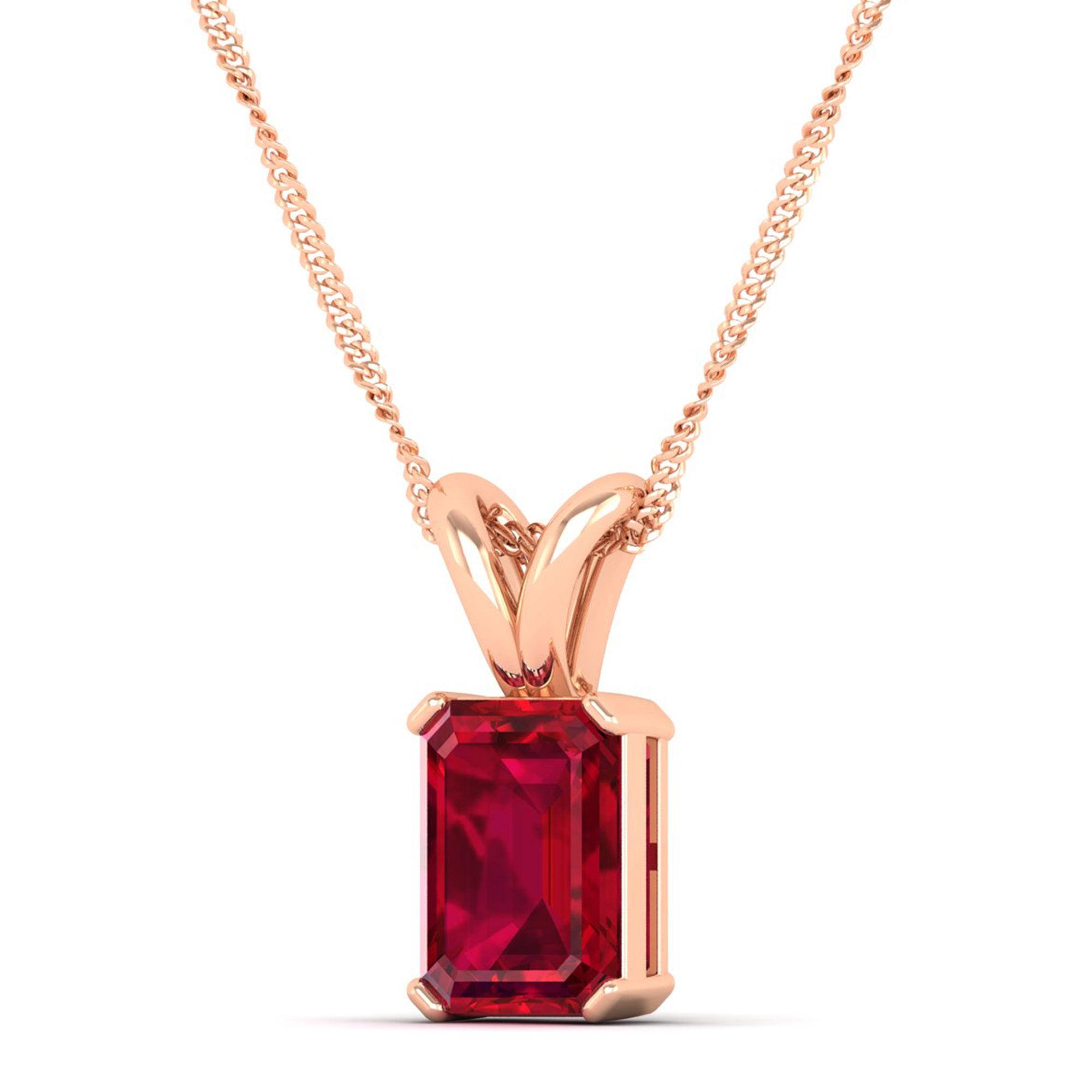 Emerald Cut Ruby Gemstone Pendant  3.0 Carat