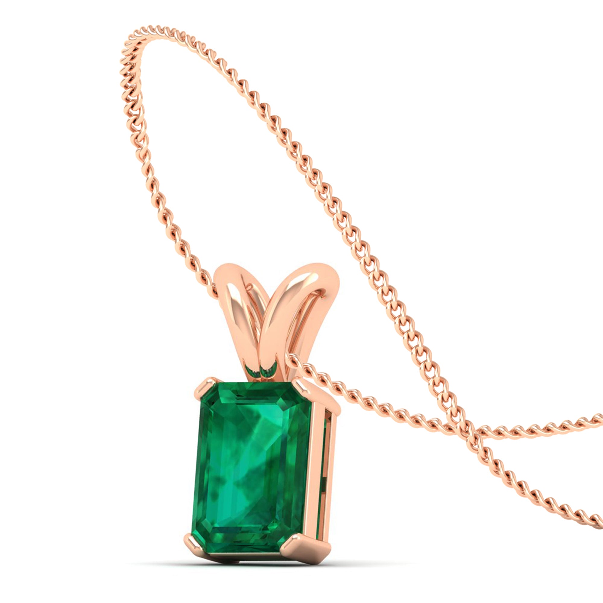 Emerald Cut Emerald Gemstone Pendant  3.0 Carat