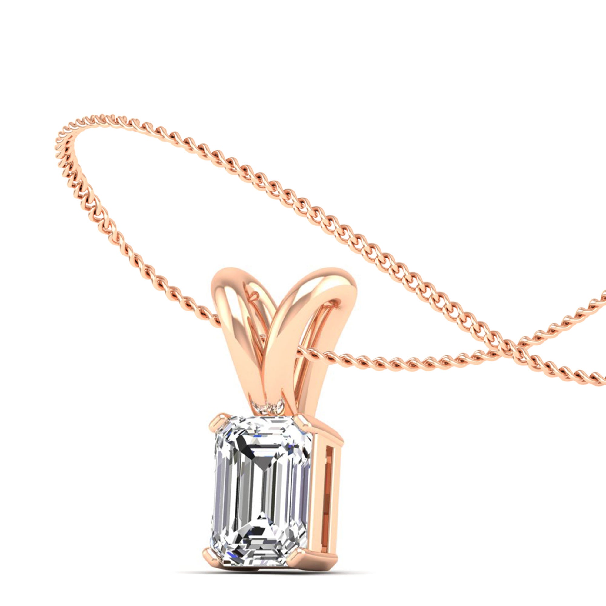 Emerald Cut Lab Grown Diamond Pendant  3.0 Carat