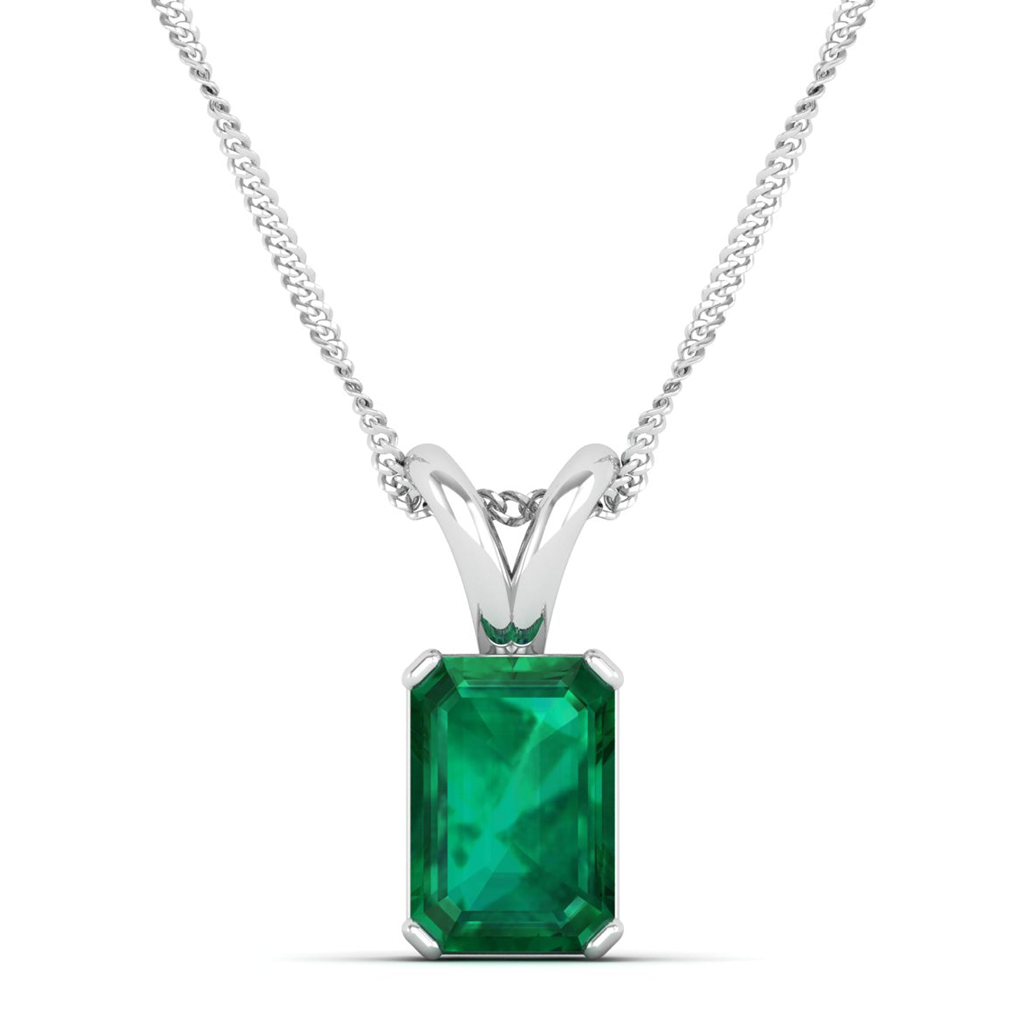 Emerald Cut Emerald Gemstone Pendant  3.0 Carat
