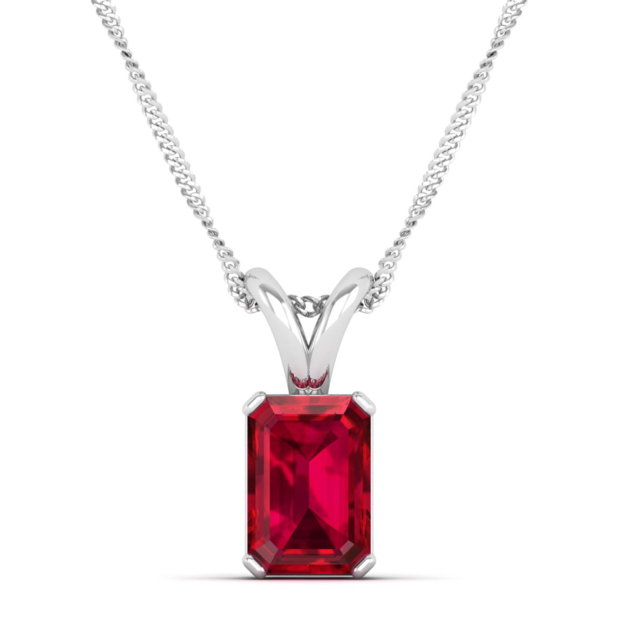Emerald Cut Ruby Gemstone Pendant  3.0 Carat