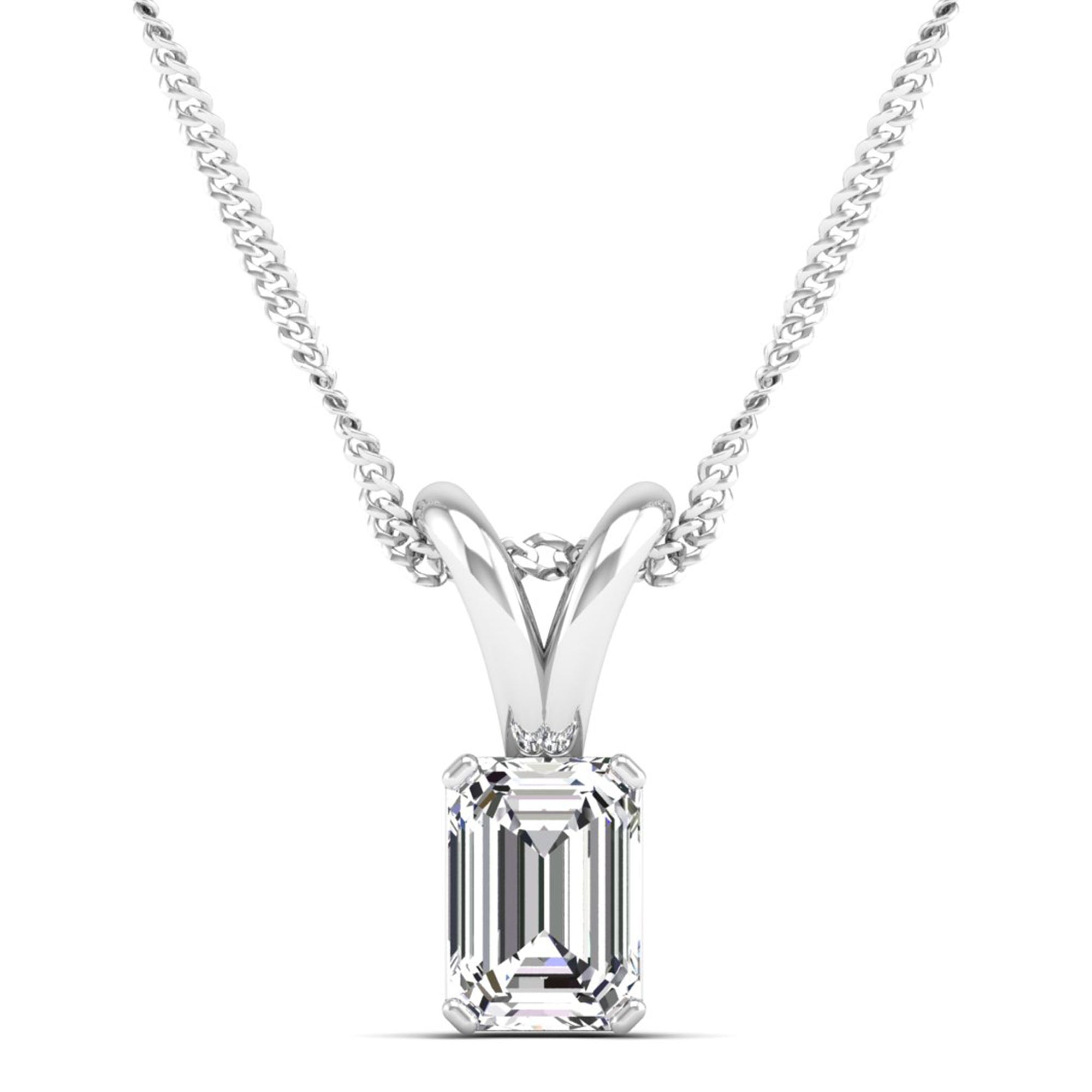 Emerald Cut Lab Grown Diamond Pendant  3.0 Carat