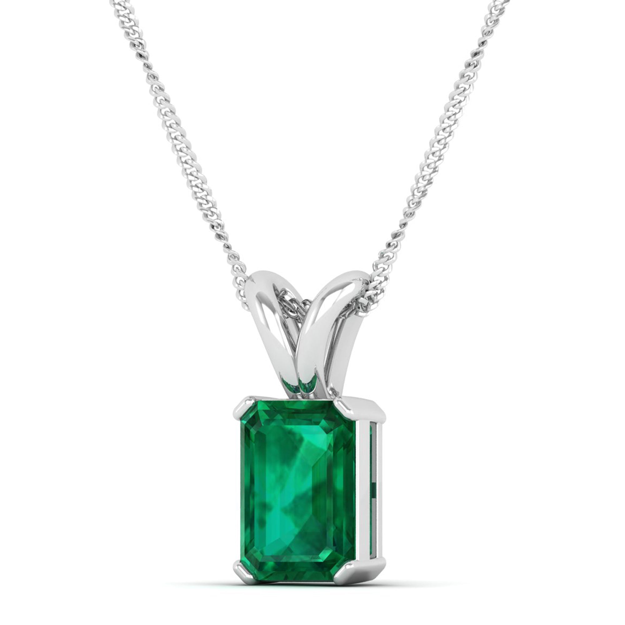 Emerald Cut Emerald Gemstone Pendant  3.0 Carat