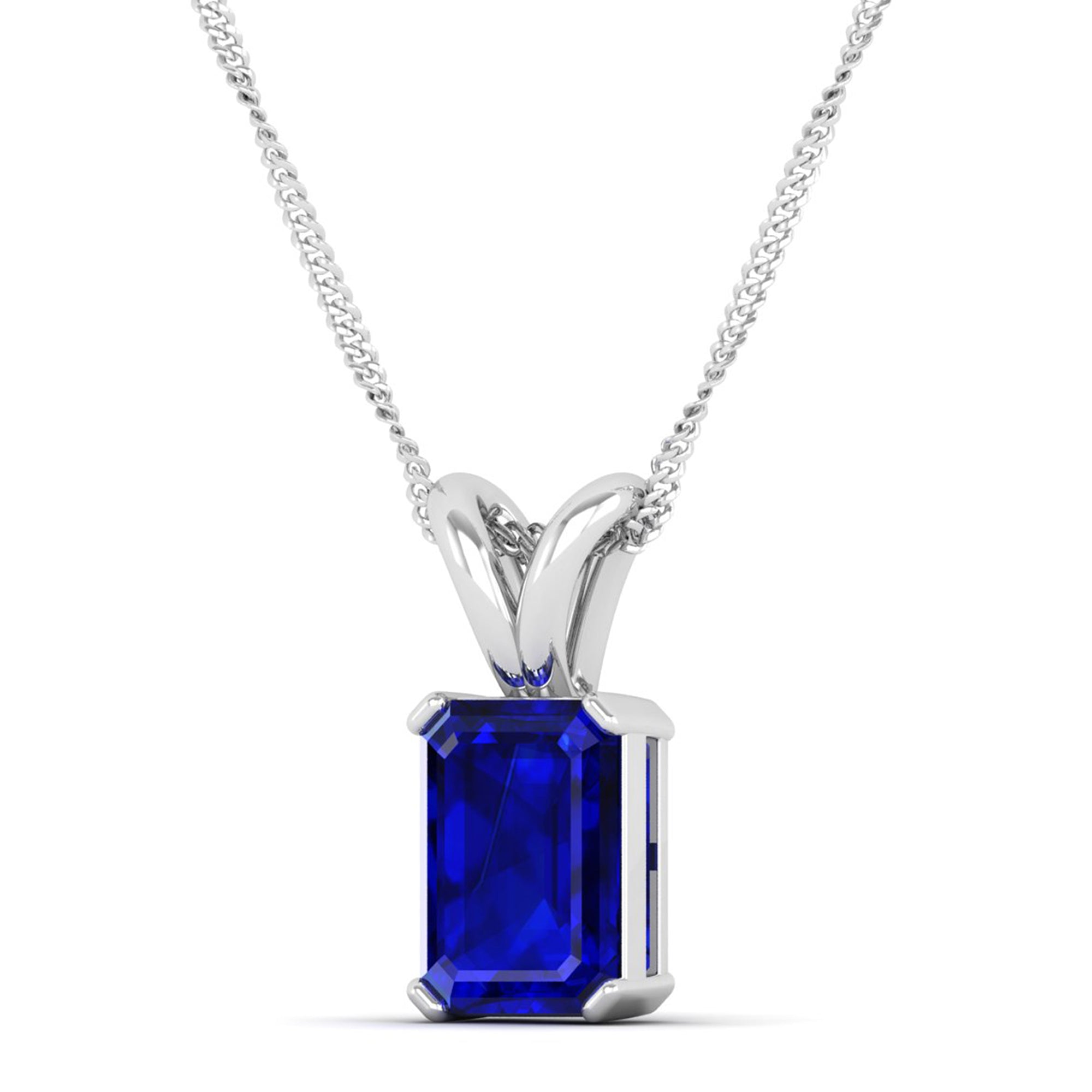 Emerald Cut Sapphire Gemstone Pendant  3.0 Carat