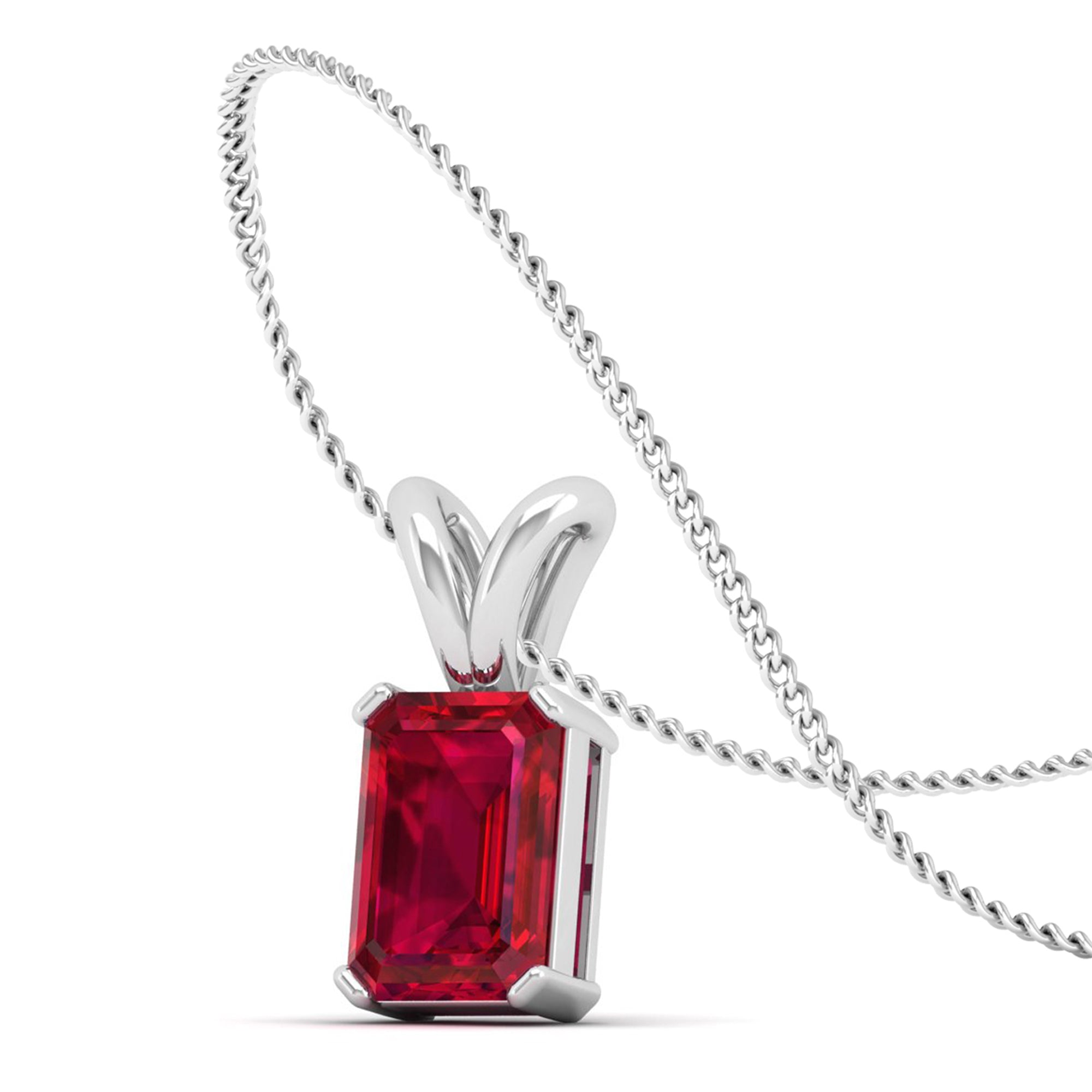 Emerald Cut Ruby Gemstone Pendant  3.0 Carat