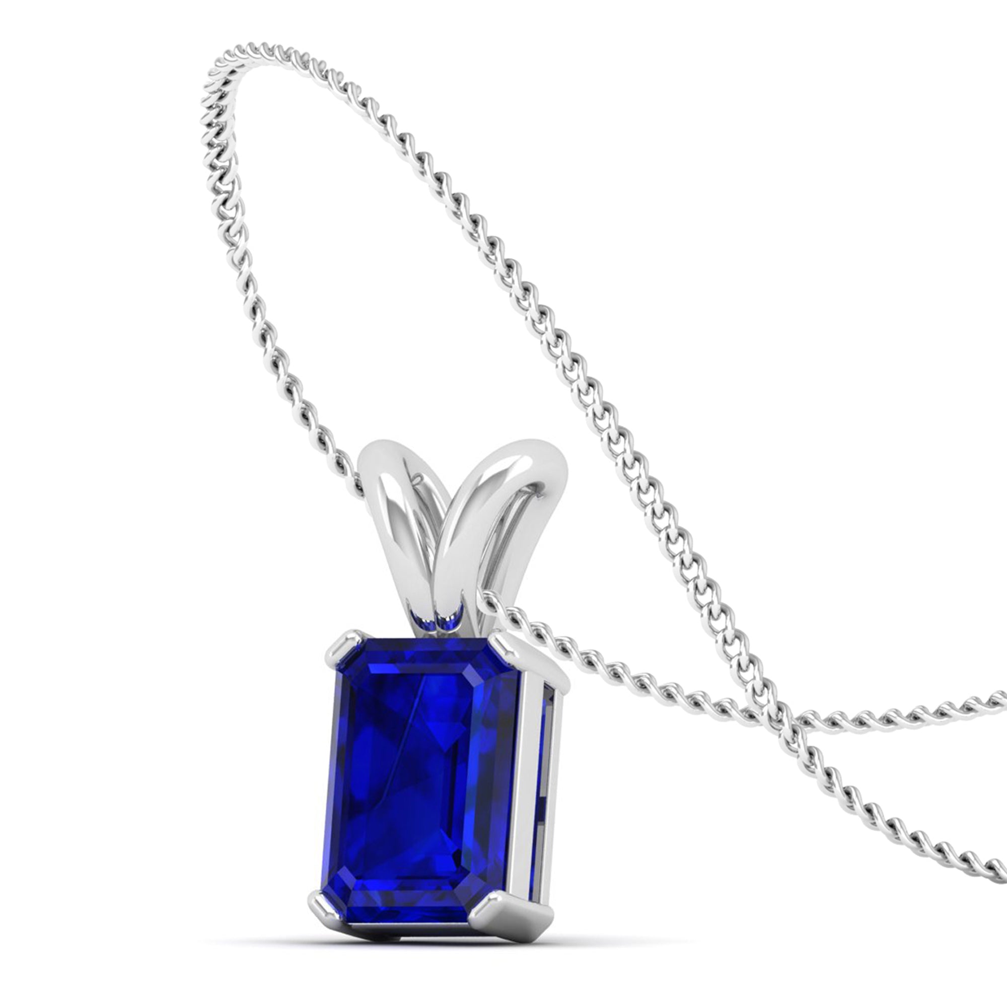 Emerald Cut Sapphire Gemstone Pendant  3.0 Carat
