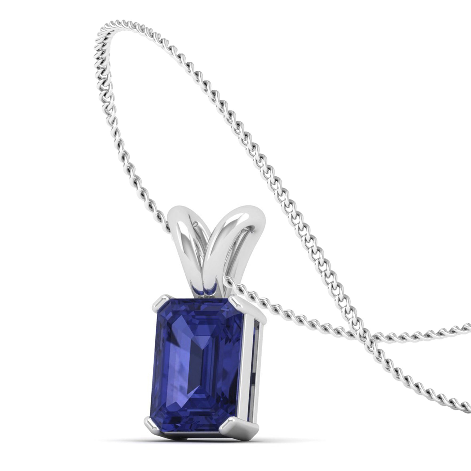 Emerald Cut Tanzanite Gemstone Pendant  3.0 Carat