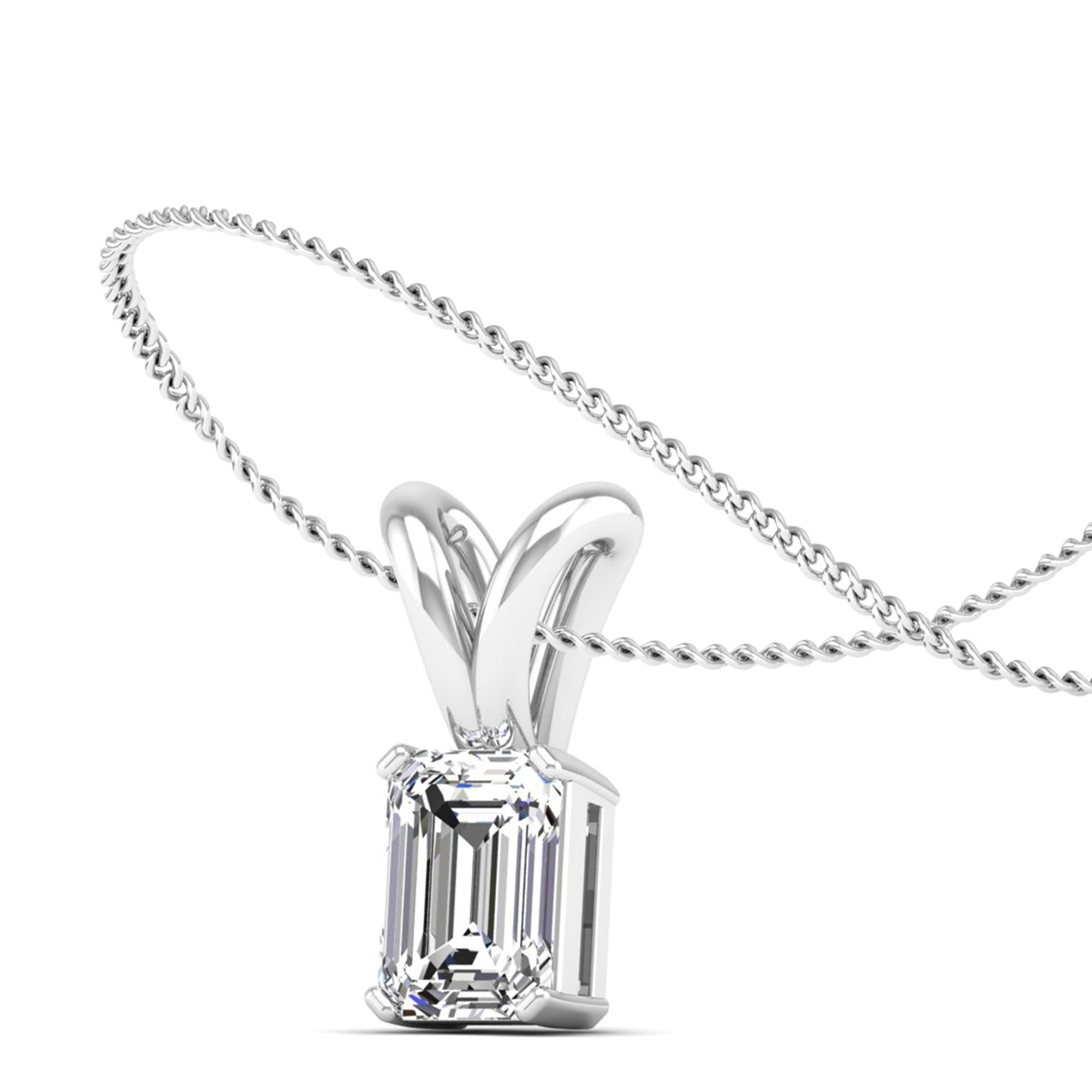 Emerald Cut Lab Grown Diamond Pendant  3.0 Carat