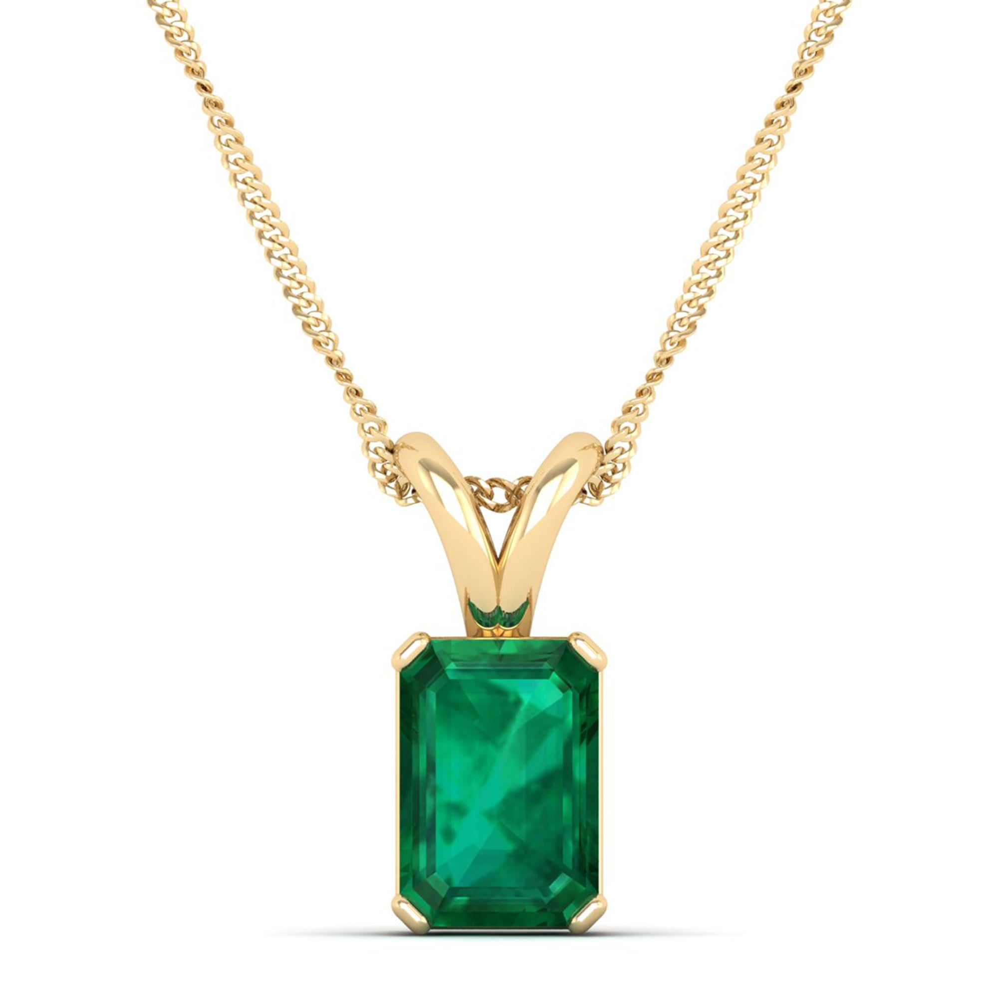 Emerald Cut Emerald Gemstone Pendant  3.0 Carat