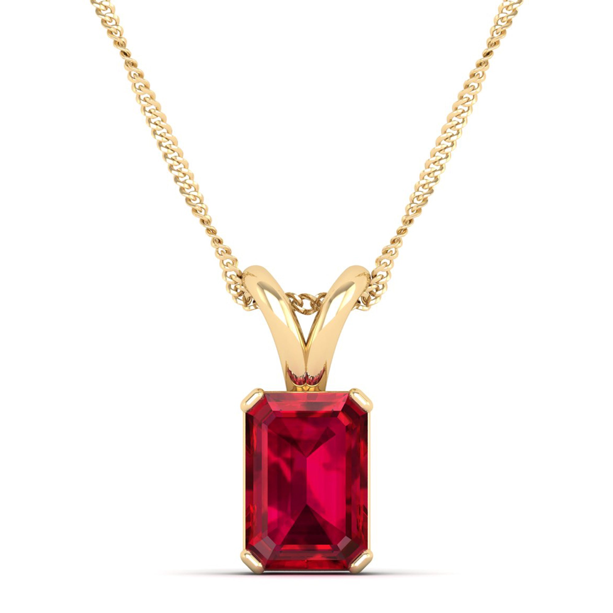 Emerald Cut Ruby Gemstone Pendant  3.0 Carat